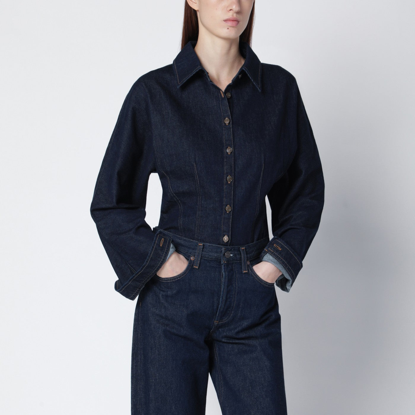 Agolde Dark Indigo Denim Shirt Women AGOLDE