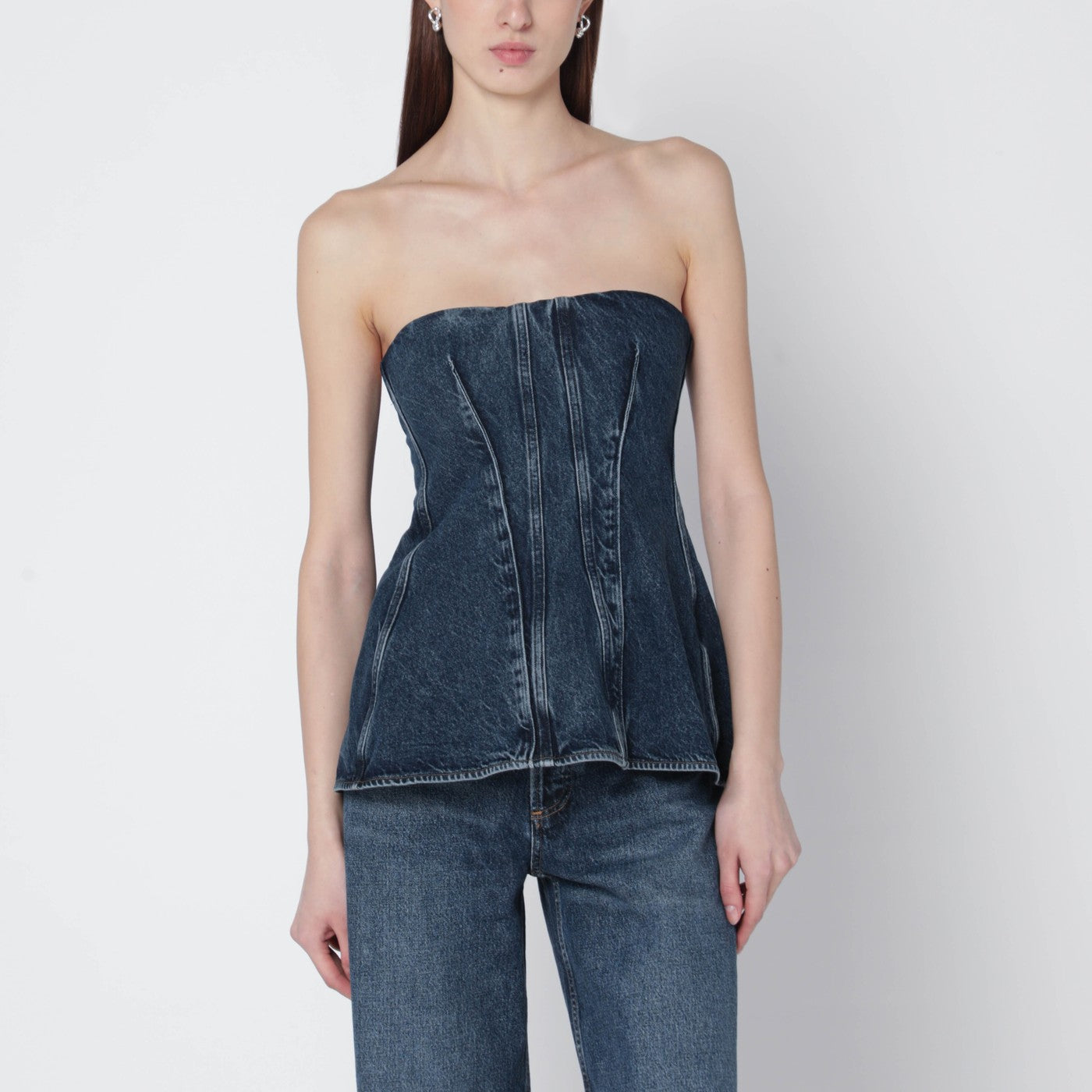 Agolde Blue Lara Denim Corset Women AGOLDE