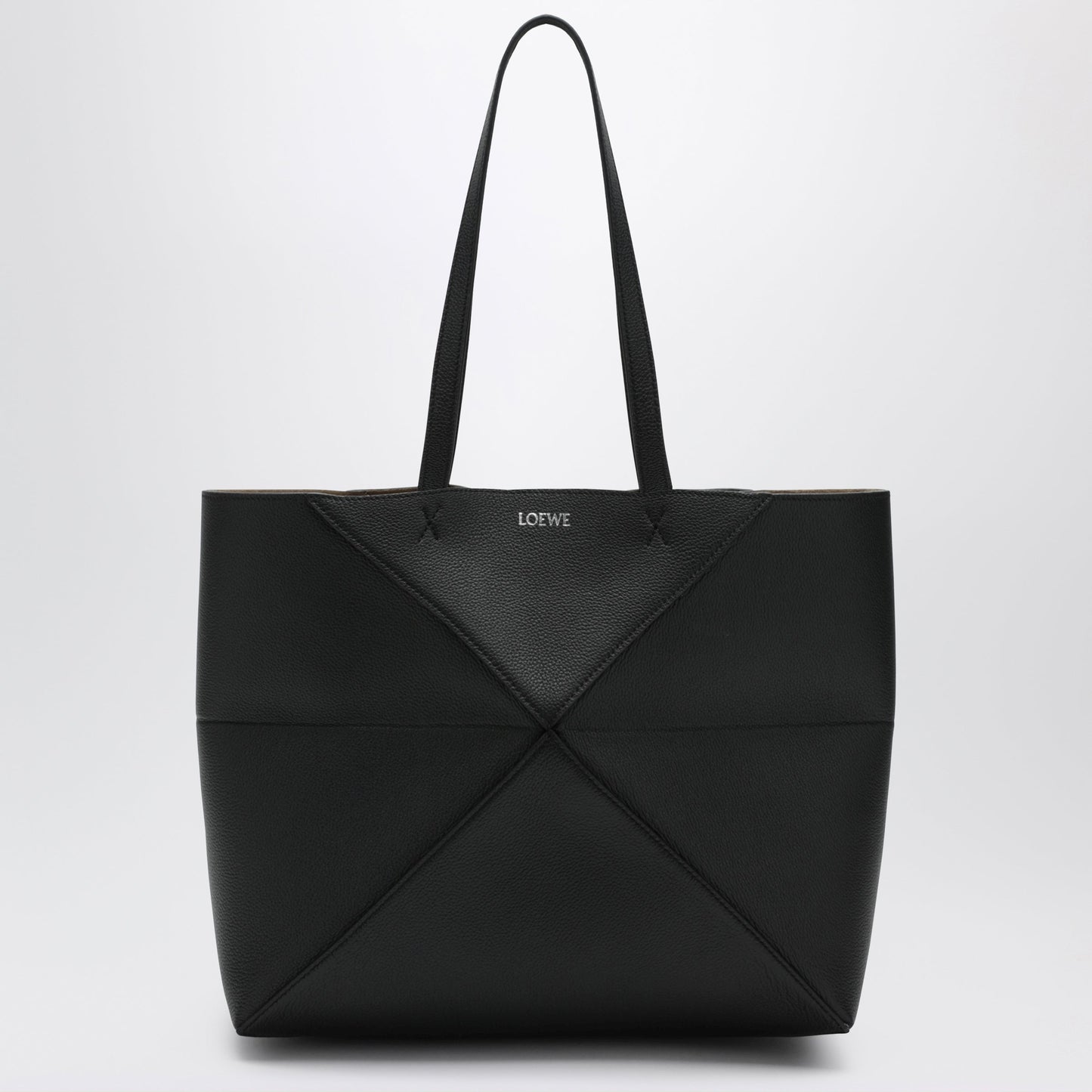 Loewe Medium Black Leather Puzzle Fold Tote Bag Women LOEWE