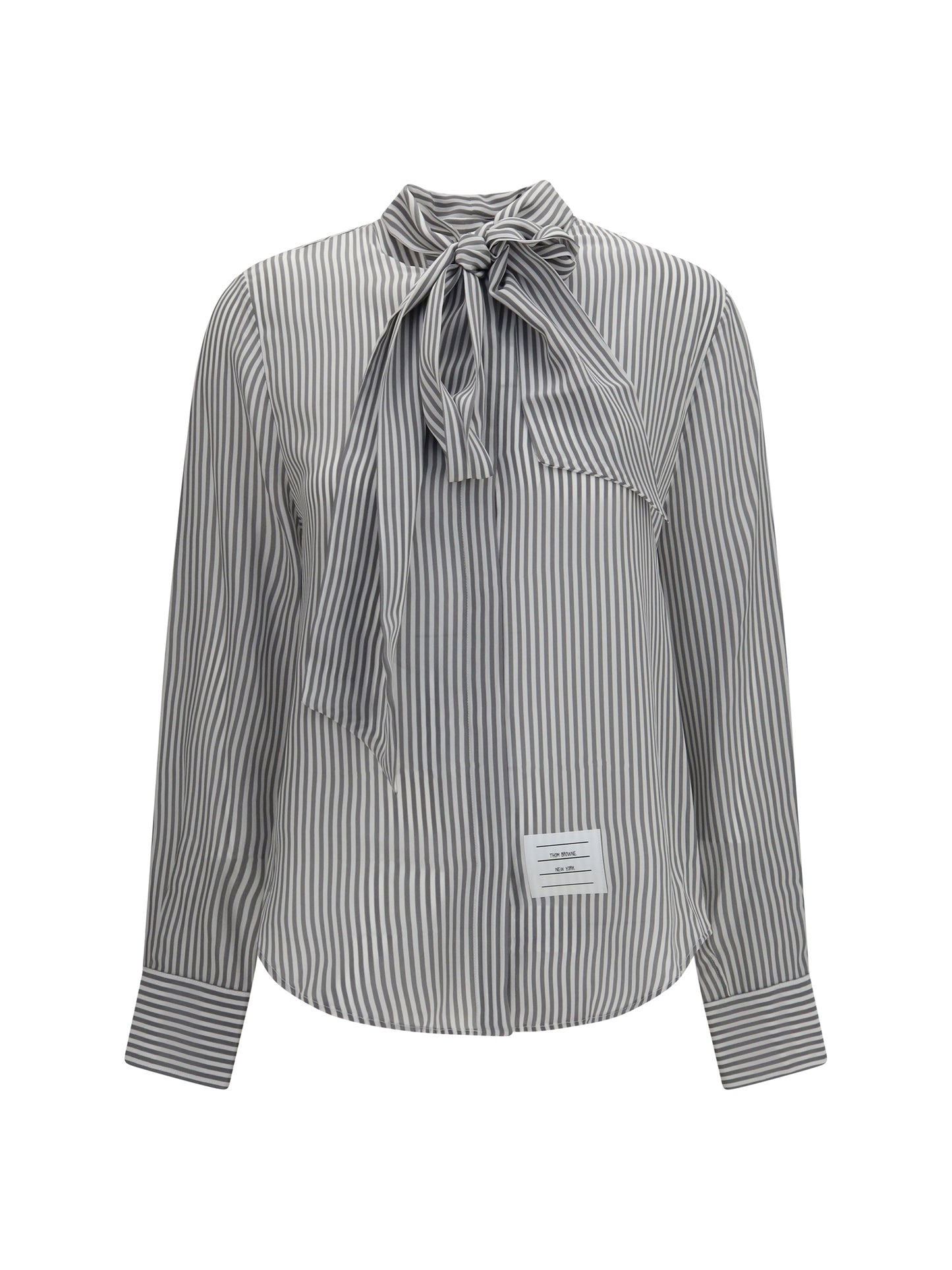 Thom Browne Women Striped Silk Shirt With Removable Collar THOM BROWNE