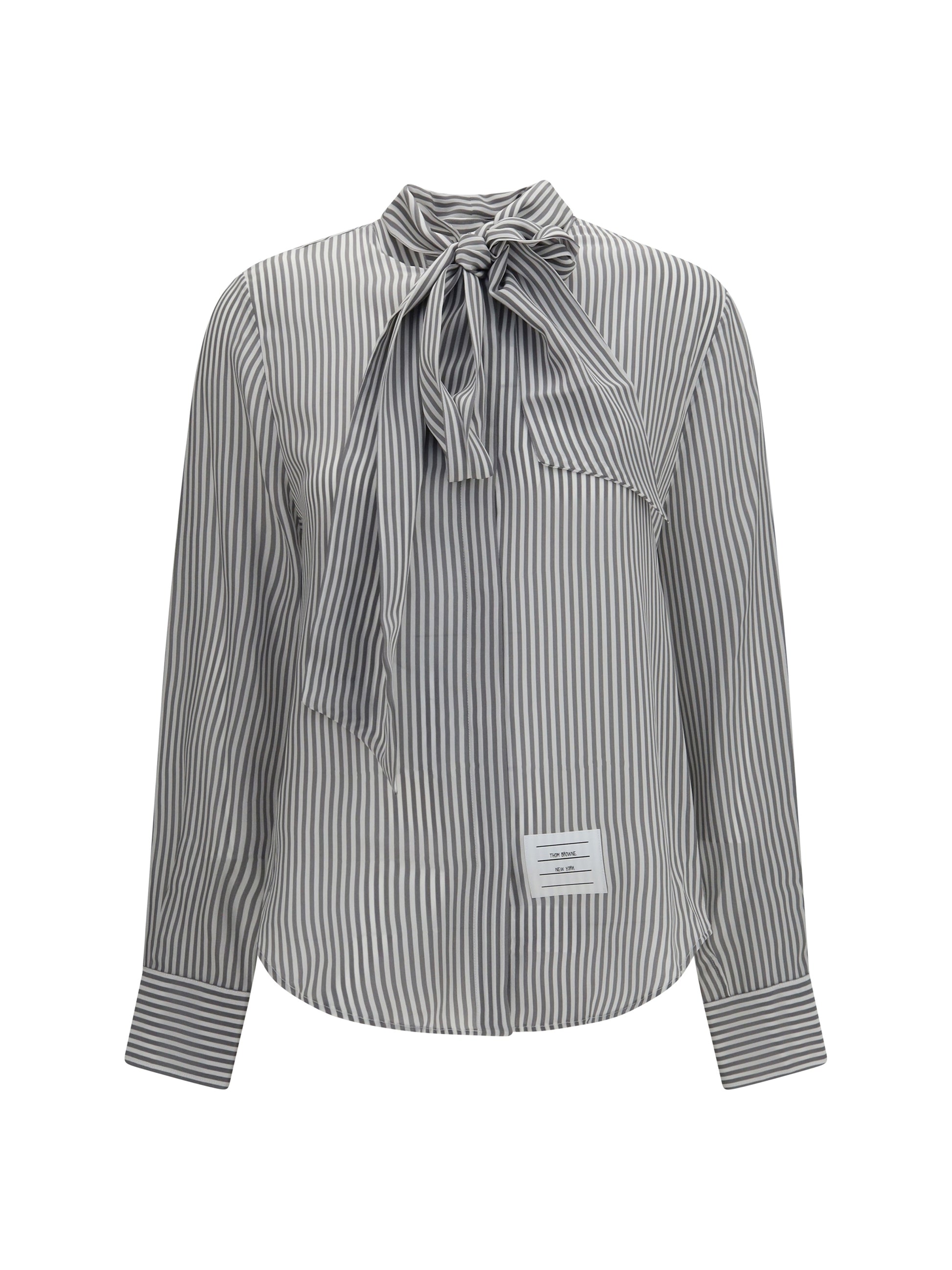 Thom Browne Women Striped Silk Shirt With Removable Collar THOM BROWNE