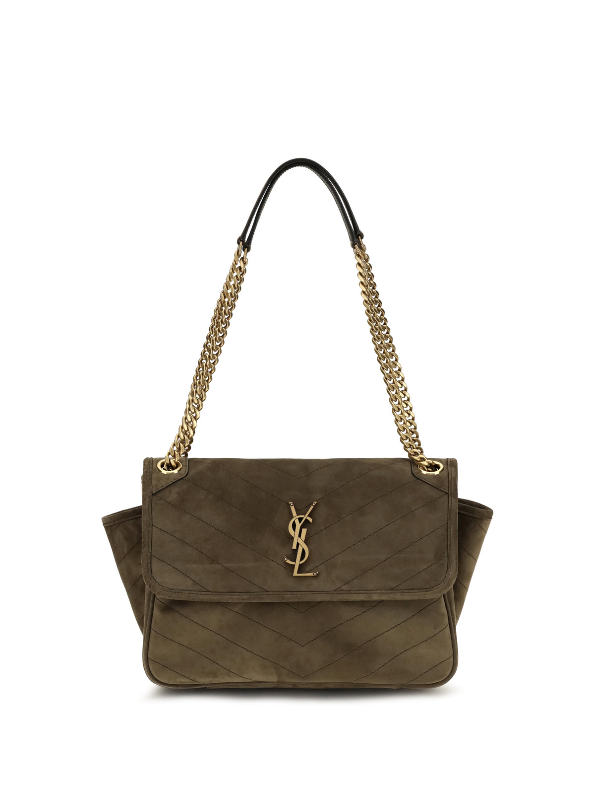 Saint Laurent Women Niki Tripouch Suede Shoulder Bag SAINT LAURENT