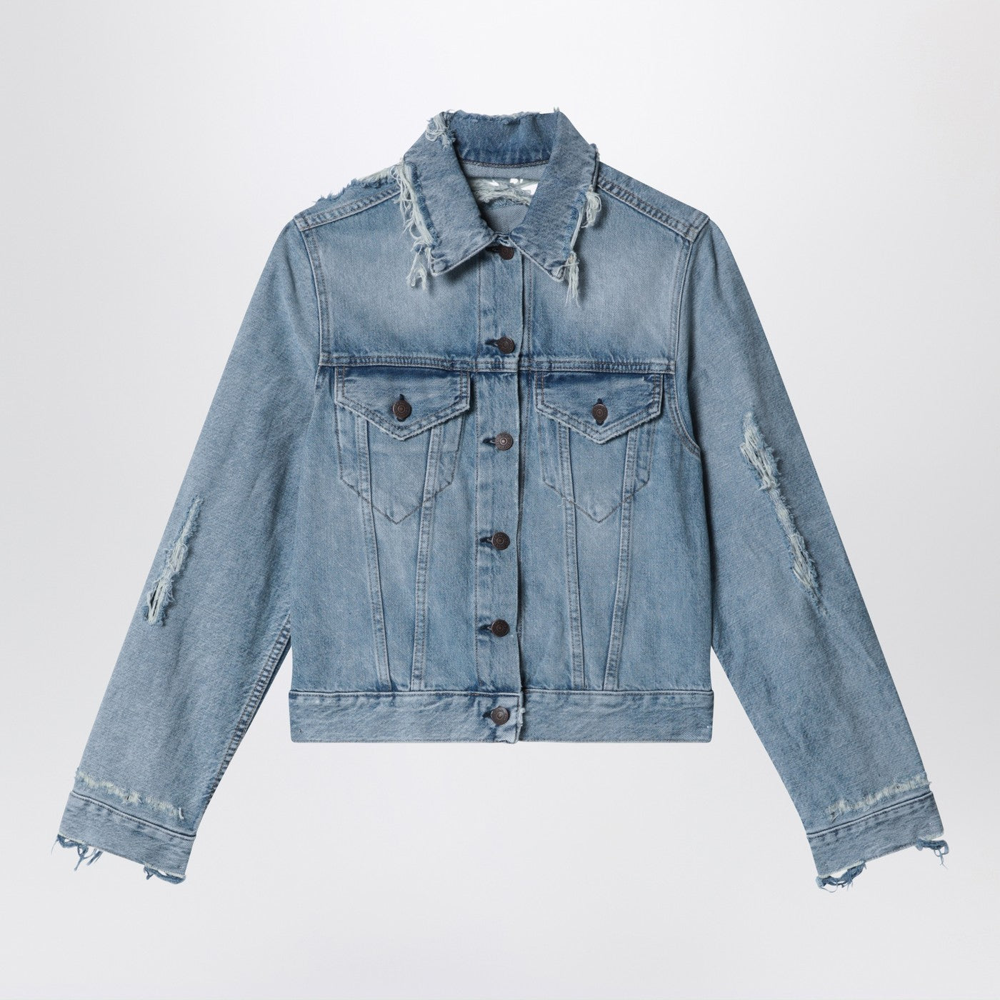 Acne Studios Distressed Denim Jacket Light Blue Women ACNE STUDIOS