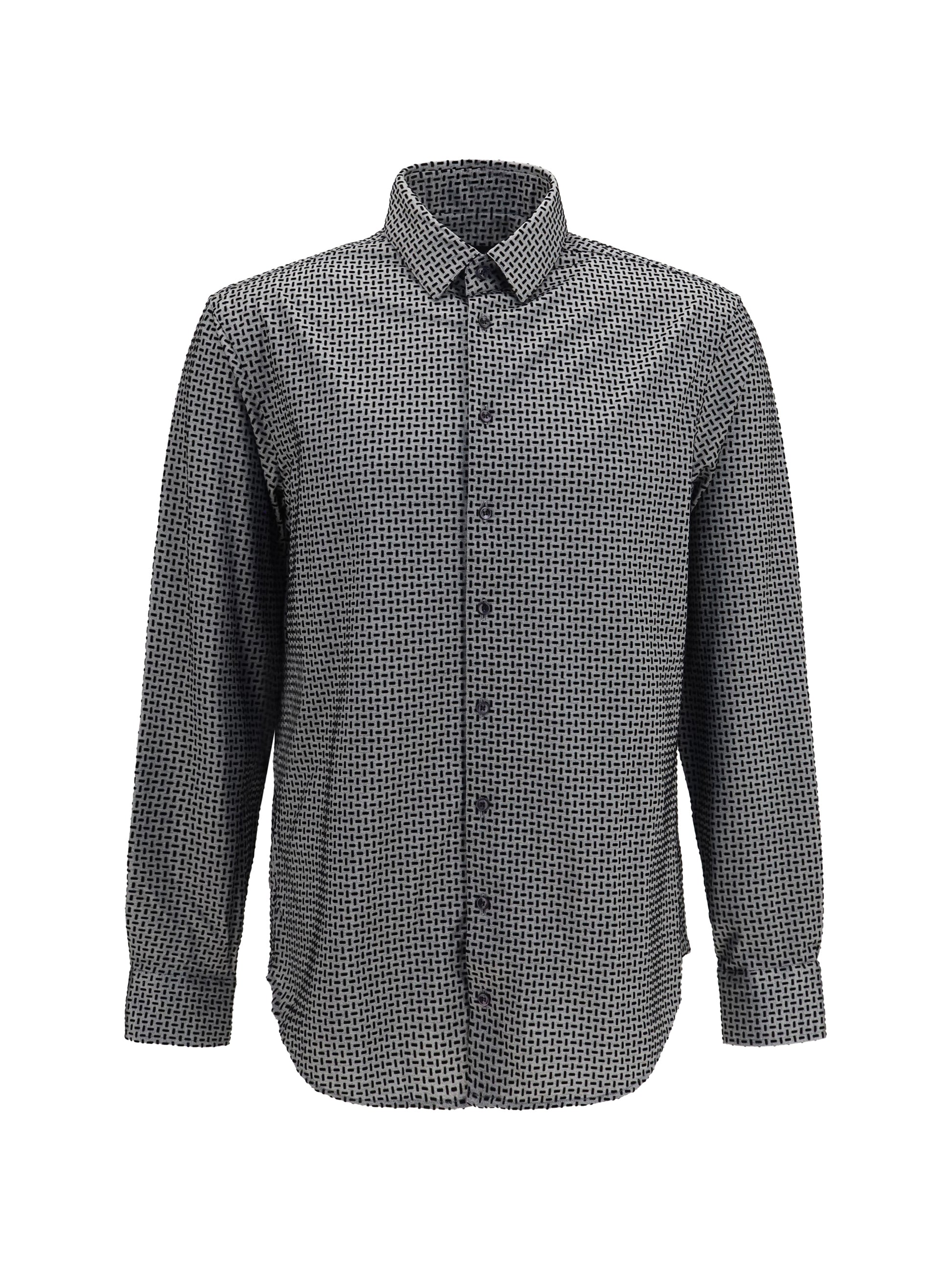 Giorgio Armani Men Cotton Shirt With Geometric Flock Print GIORGIO ARMANI