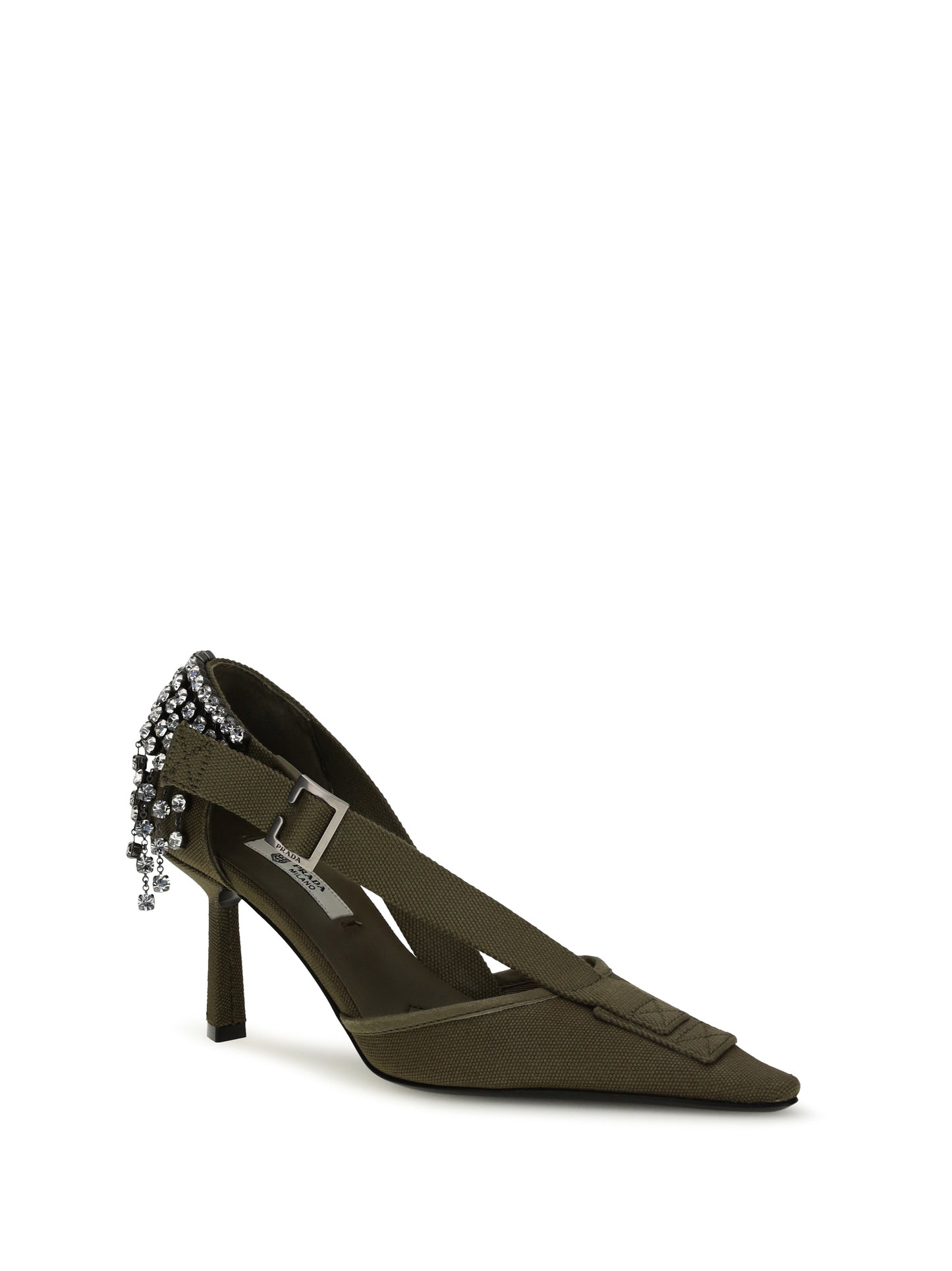 Prada Women Canvas Pumps With Crystals PRADA
