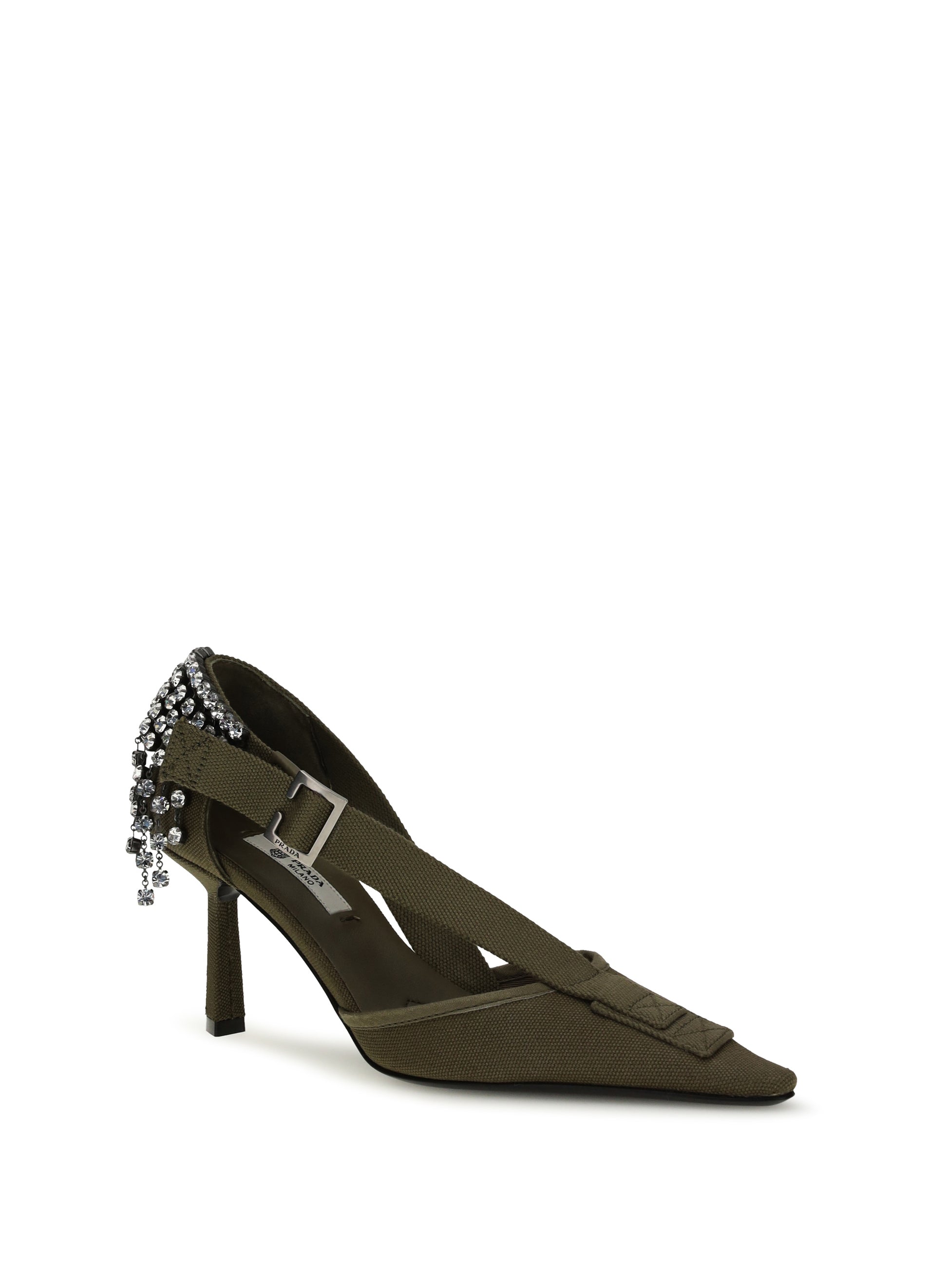Prada Women Canvas Pumps With Crystals PRADA