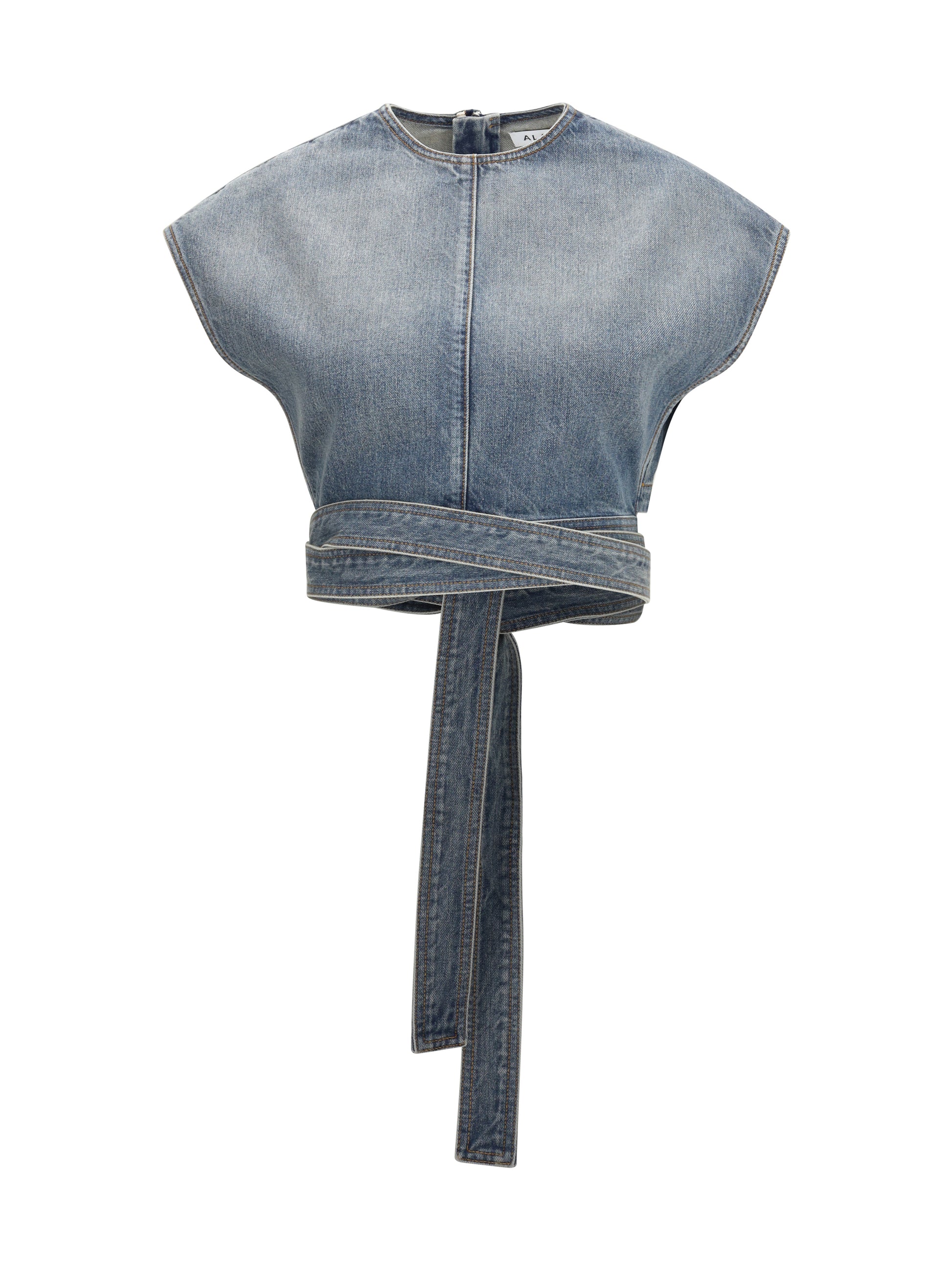 Alaïa Women Denim Belt Top ALAIA