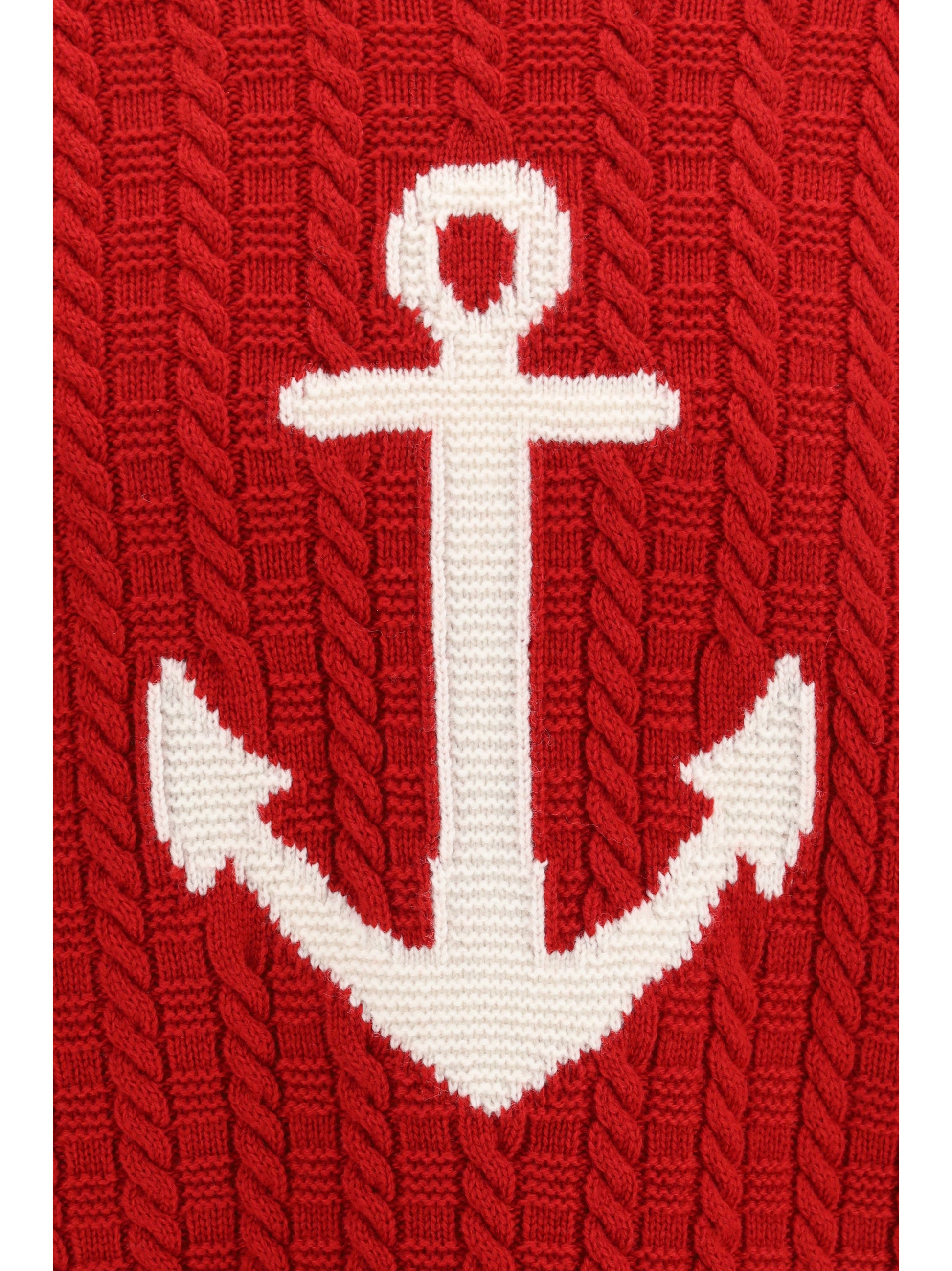 Thom Browne Men 4-Bar Merino Wool Sweater With Anchor Motif THOM BROWNE