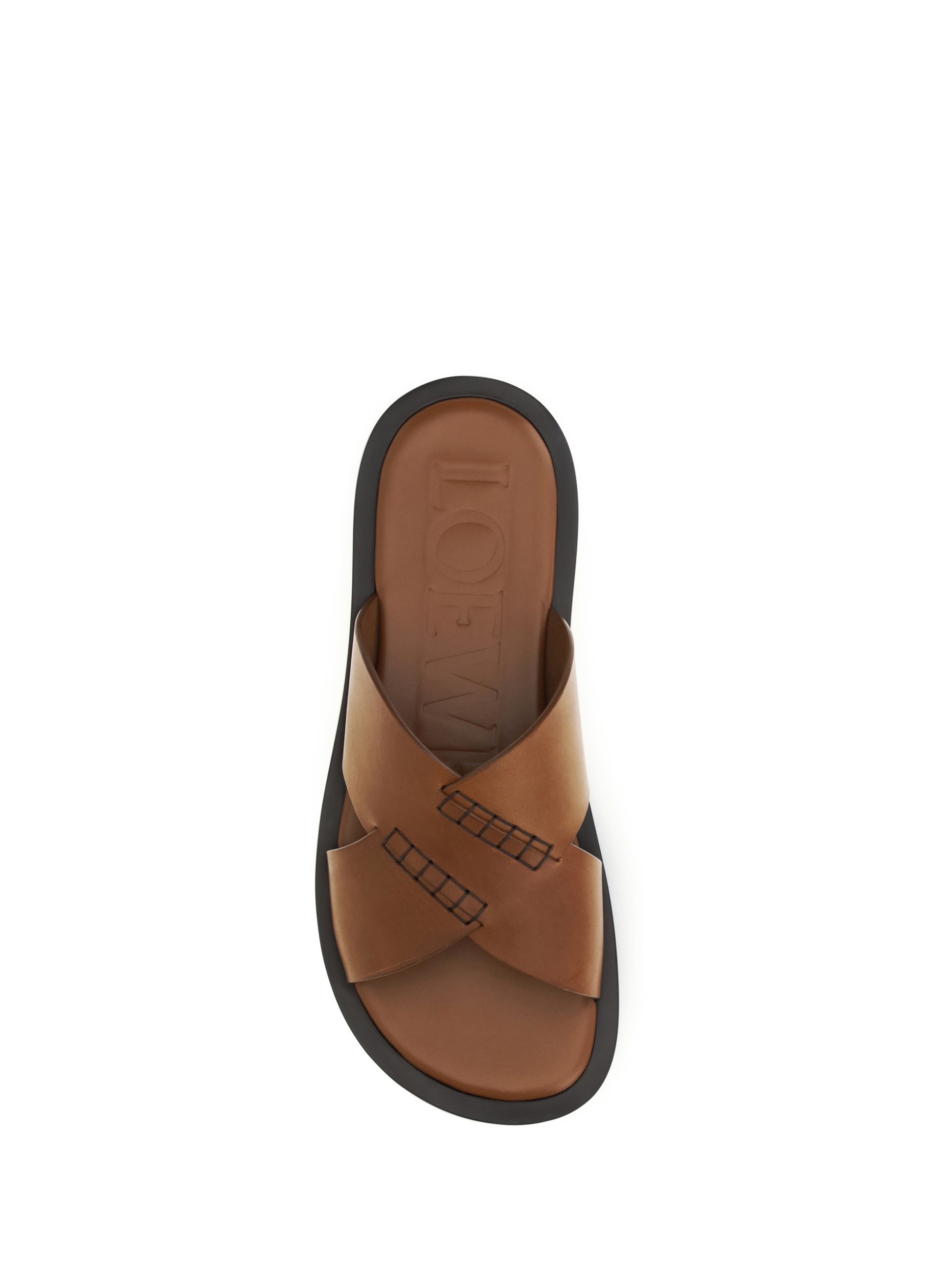 Loewe Men Flex Cross Leather Slide Sandals LOEWE