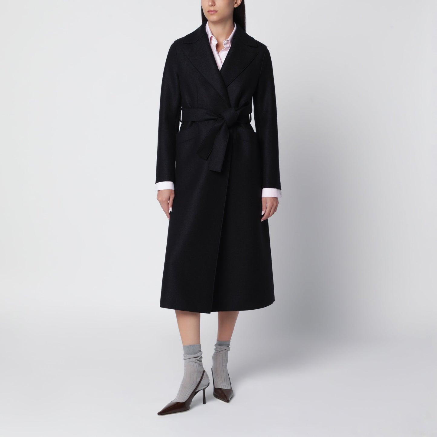 Harris Wharf London Black Wool Wrap Mini Coat Women HARRIS WHARF LONDON