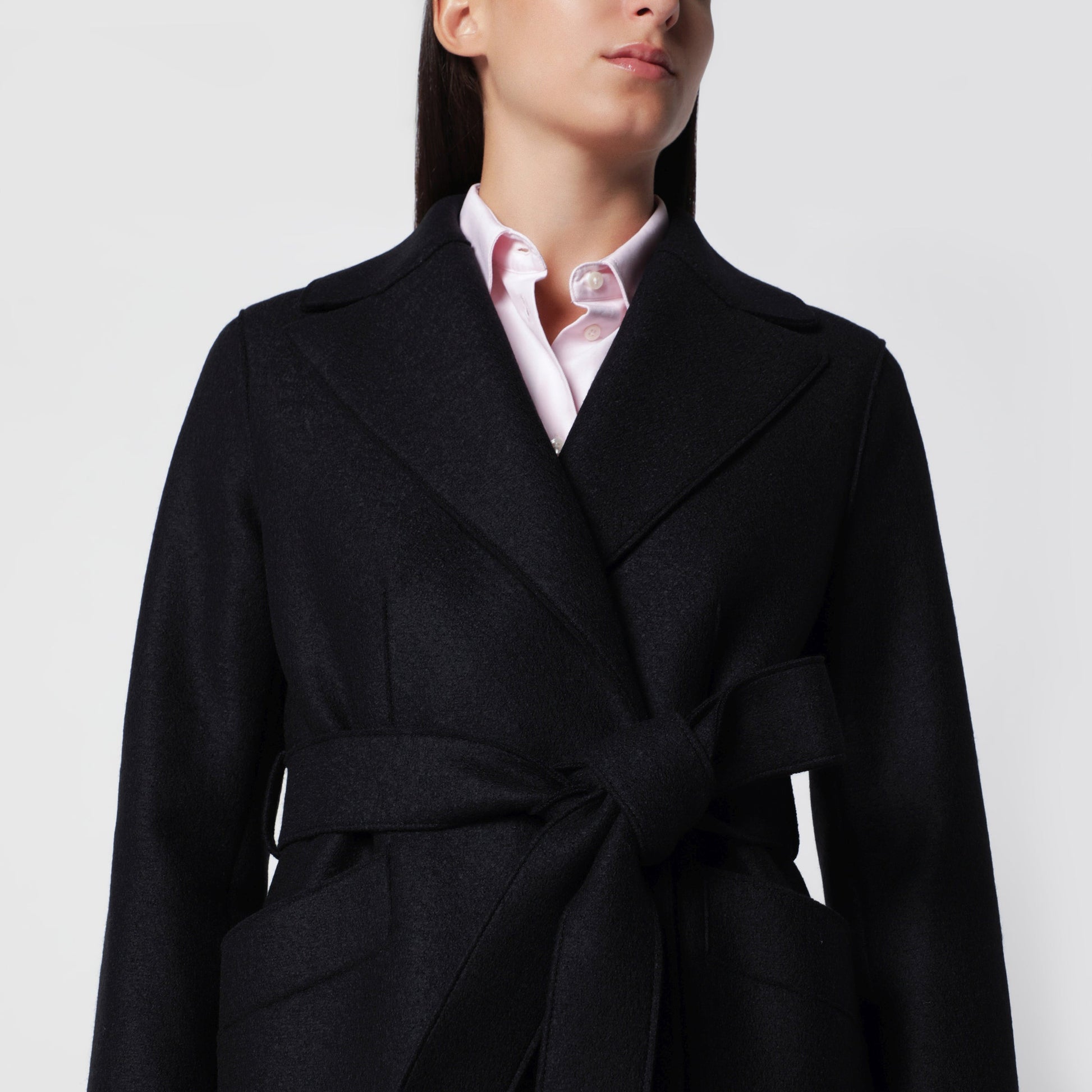 Harris Wharf London Black Wool Wrap Mini Coat Women HARRIS WHARF LONDON