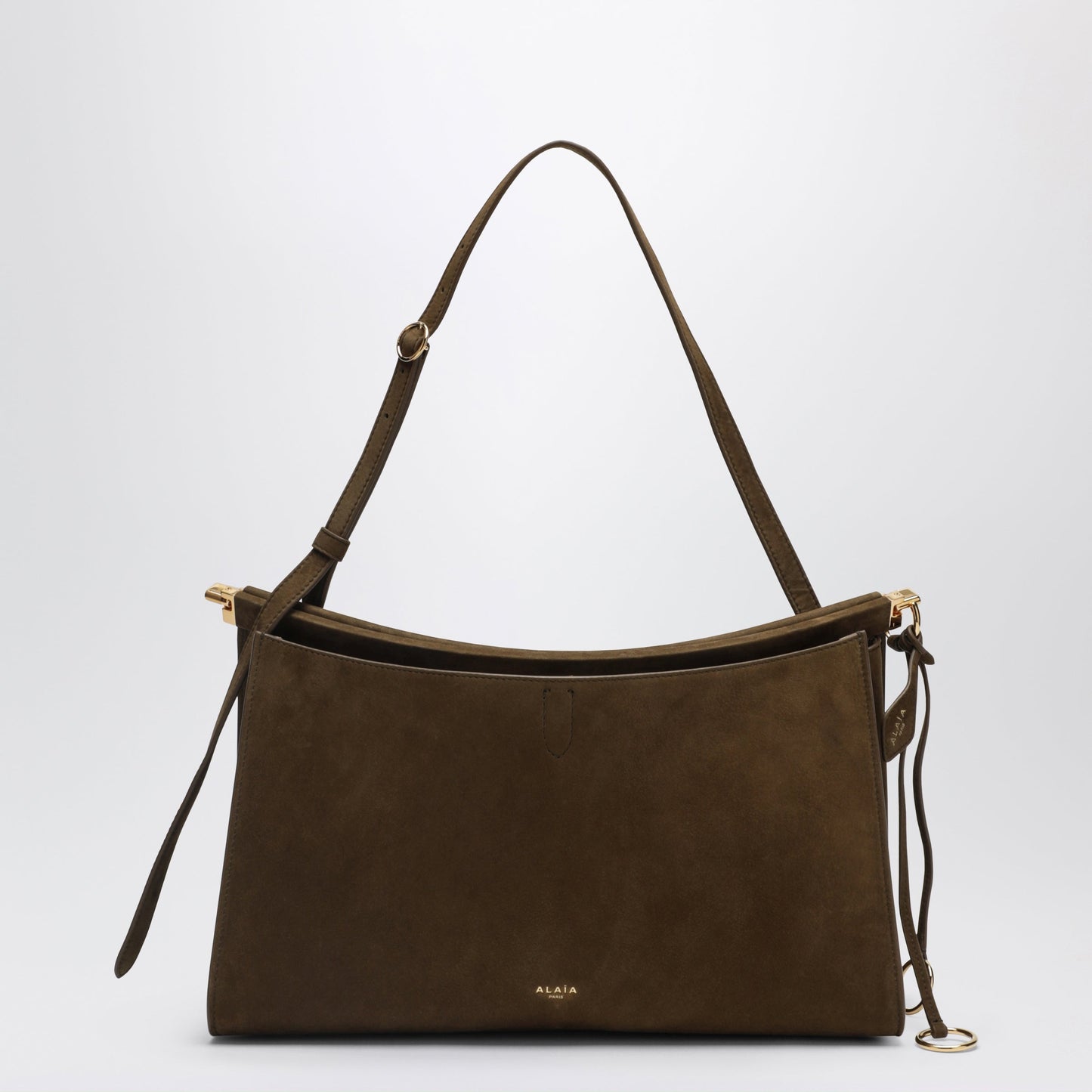 Alaia Le Click Pocket 35 East-West Shoulder Bag In Green Nubuck Women ALAIA