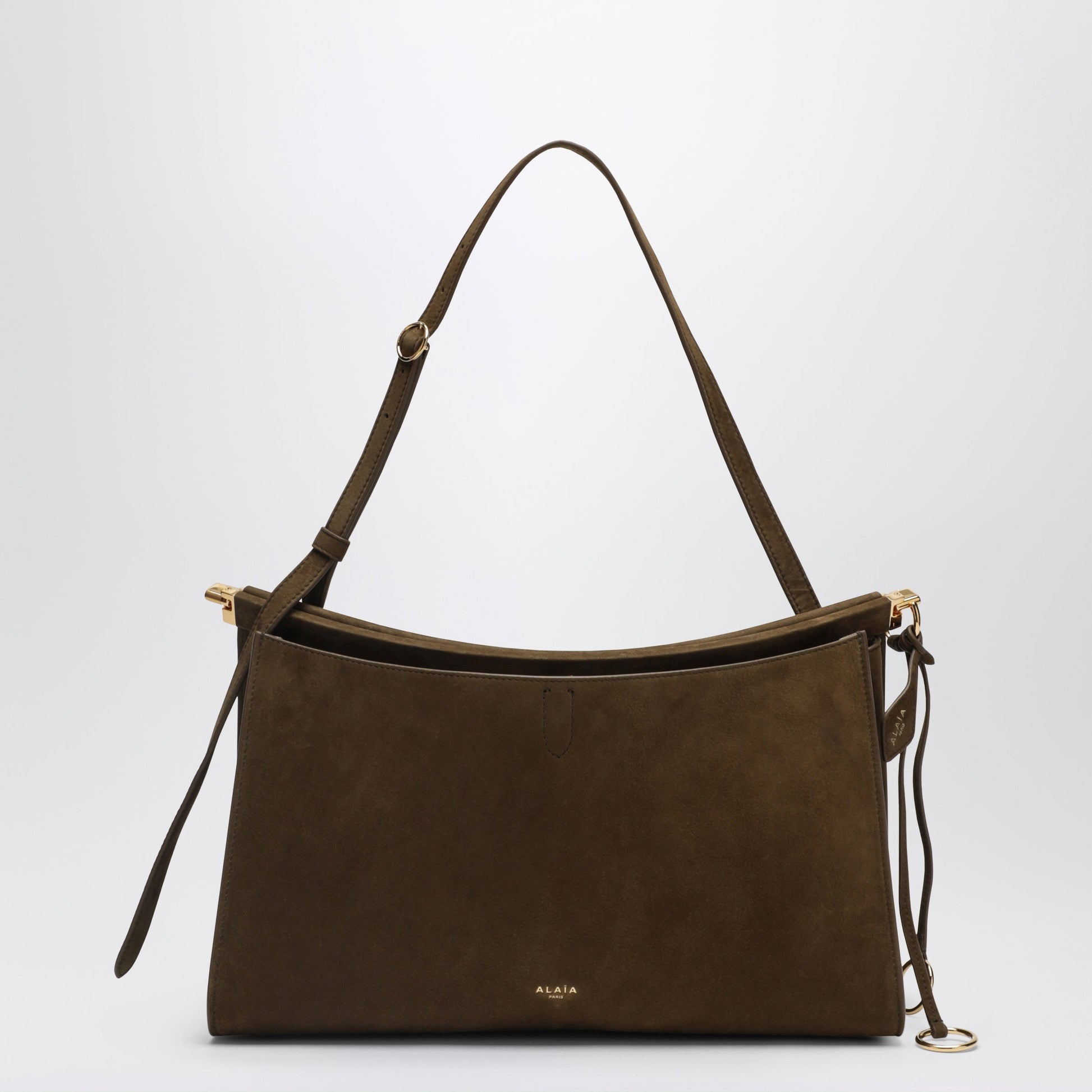 Alaia Le Click Pocket 35 East-West Shoulder Bag In Green Nubuck Women ALAIA