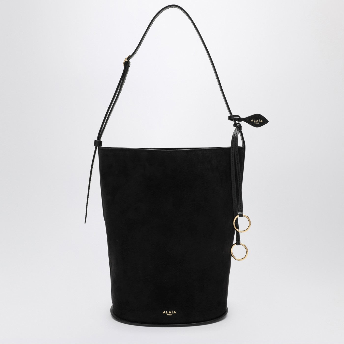 Alaia Hip Bucket Large Bag In Black Suede Leather Women ALAIA