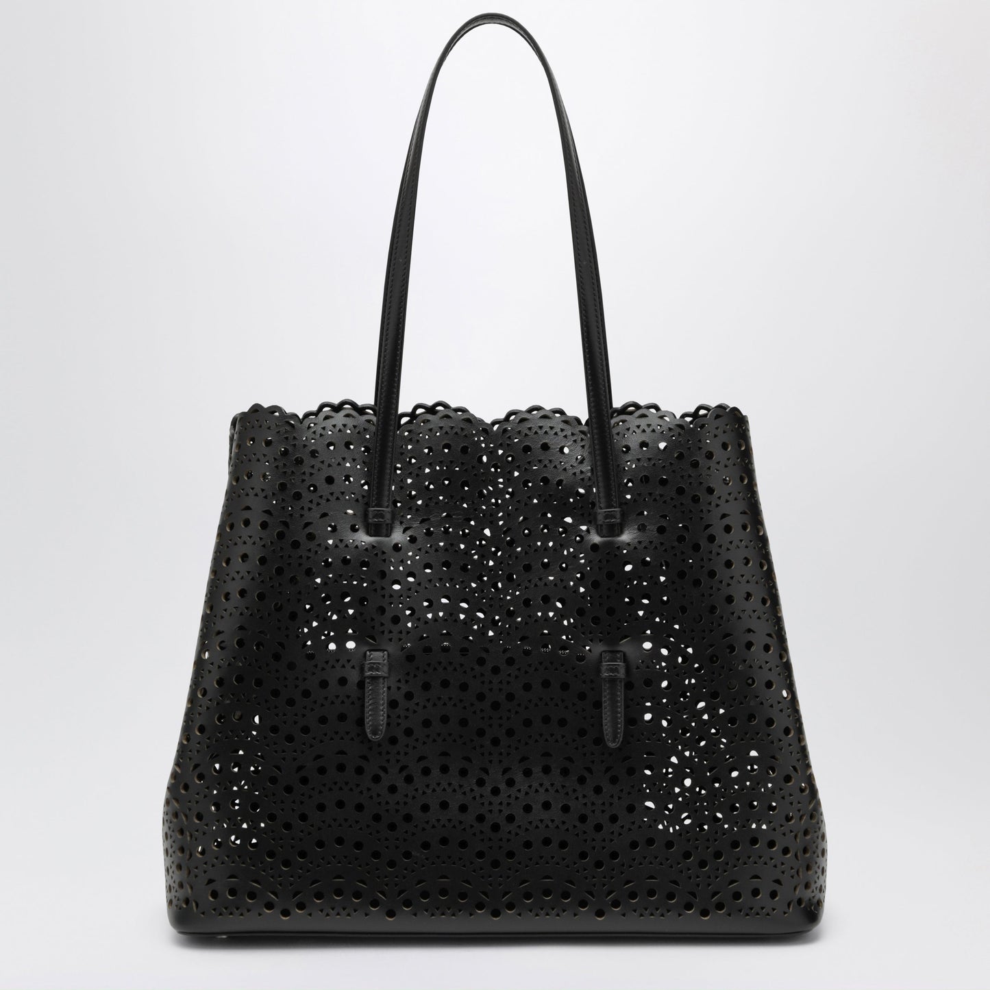 Alaia Mina 37 Leather Tote Bag In Shiny Calfskin, Black Women ALAIA