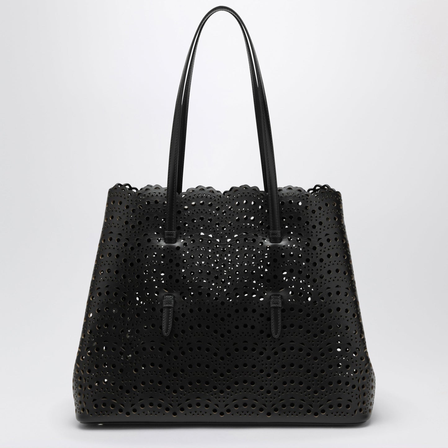 Alaia Mina 37 Leather Tote Bag In Shiny Calfskin, Black Women ALAIA