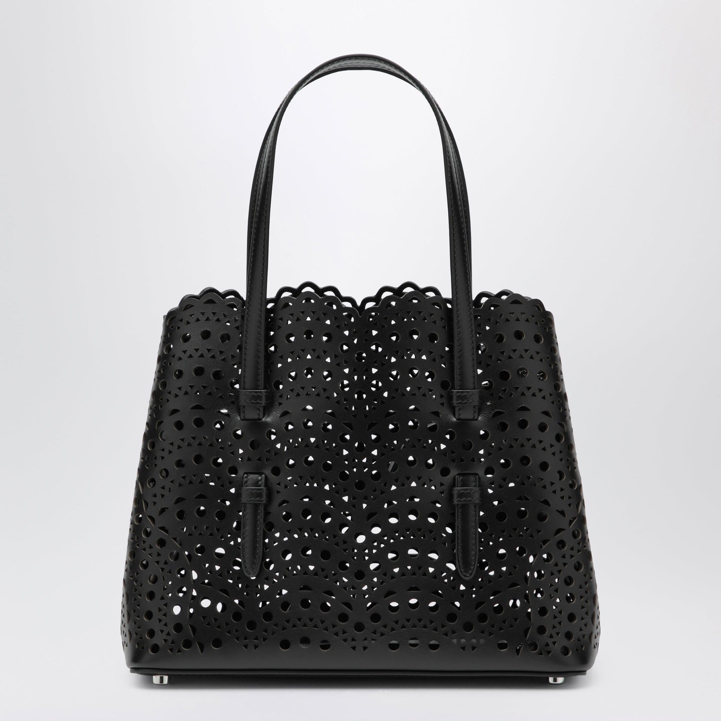 Alaia Mina 25 Calfskin Leather Tote Bag In Black Women ALAIA