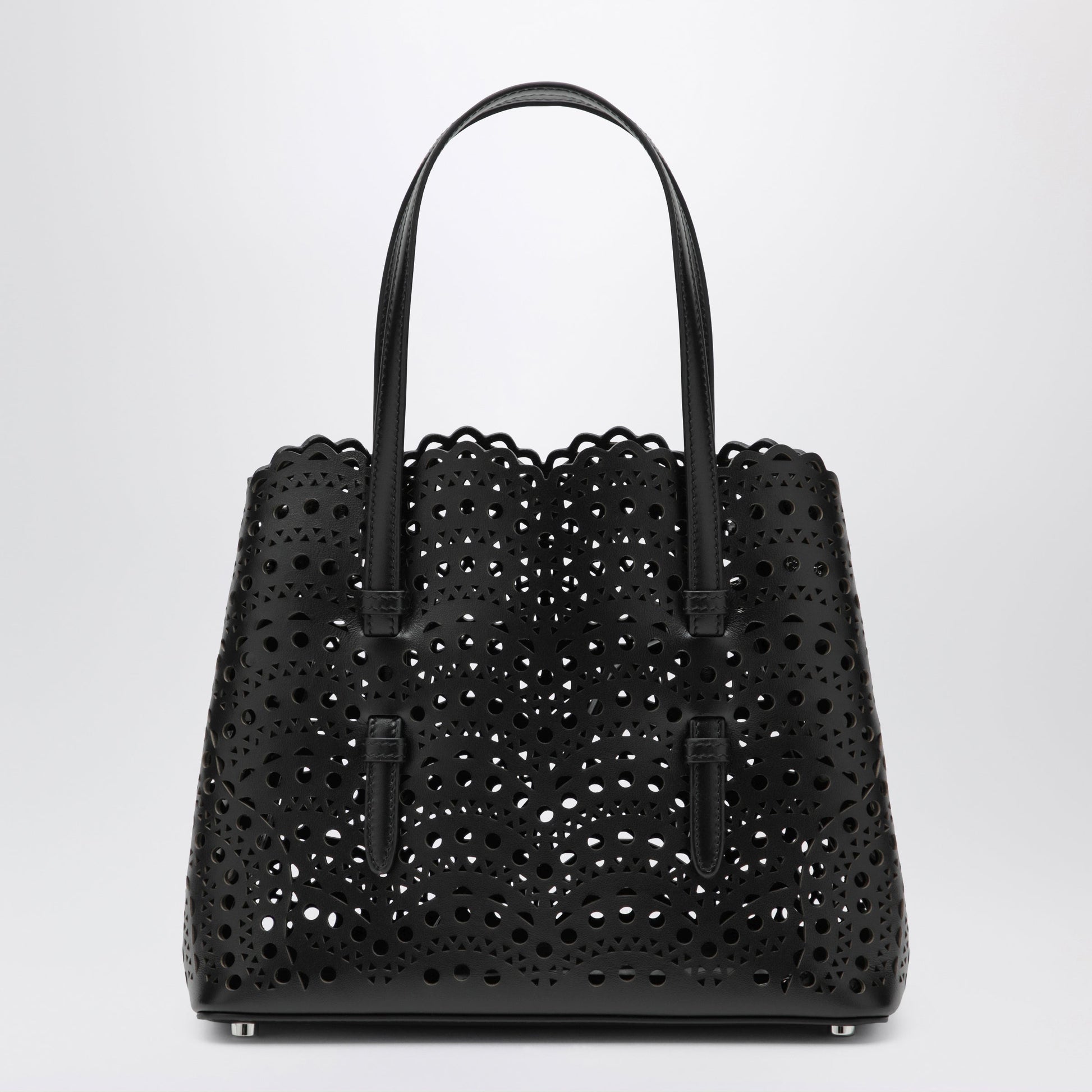 Alaia Mina 25 Calfskin Leather Tote Bag In Black Women ALAIA
