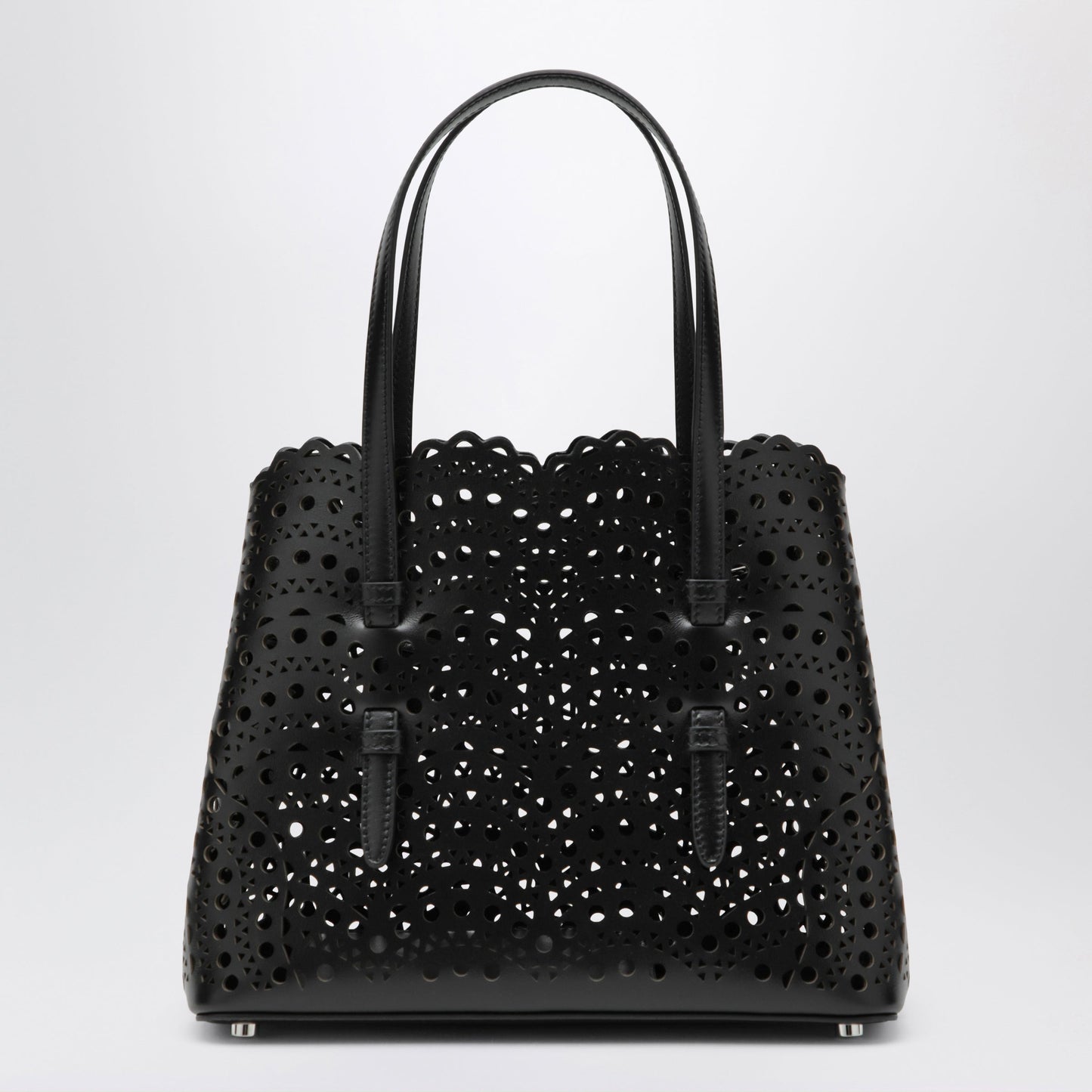 Alaia Mina 25 Calfskin Leather Tote Bag In Black Women ALAIA