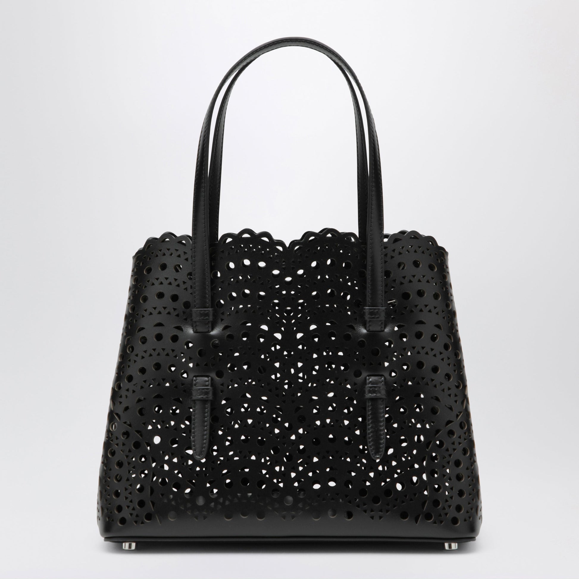 Alaia Mina 25 Calfskin Leather Tote Bag In Black Women ALAIA