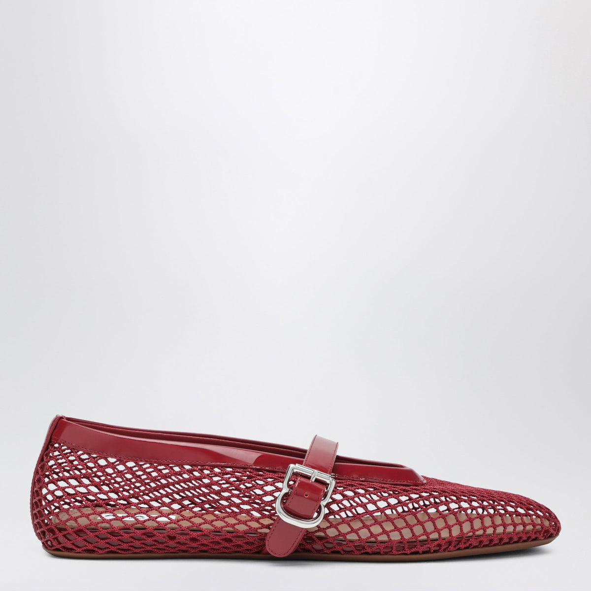 Alaia Red Mesh And Patent Leather Flat Ballet Flats Women ALAIA