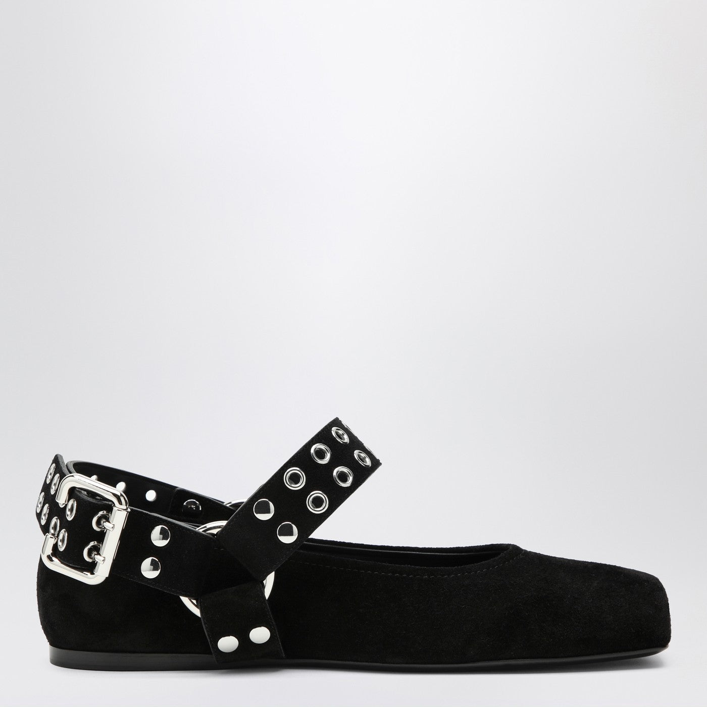 Alaia Black Suede Flat Ballerina Biker Women ALAIA
