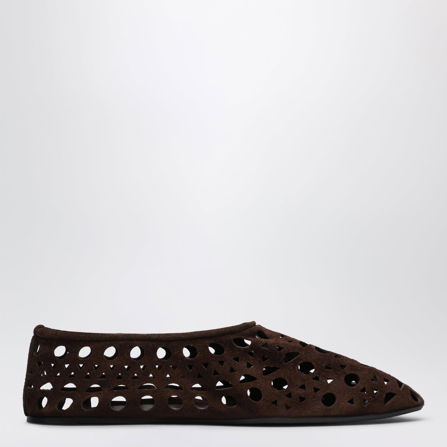 Alaia Brown Perforated Suede Vienne Slippers Women ALAIA