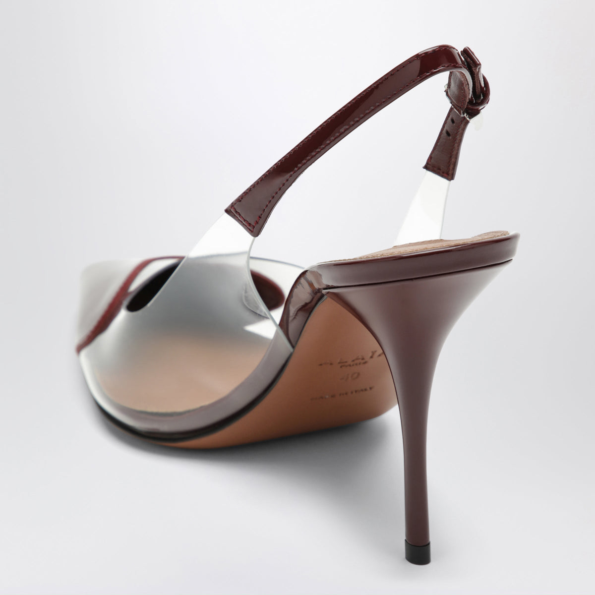 Alaia Le Coeur High Slingback Pumps In Garnet Red Patent Leather Women ALAIA