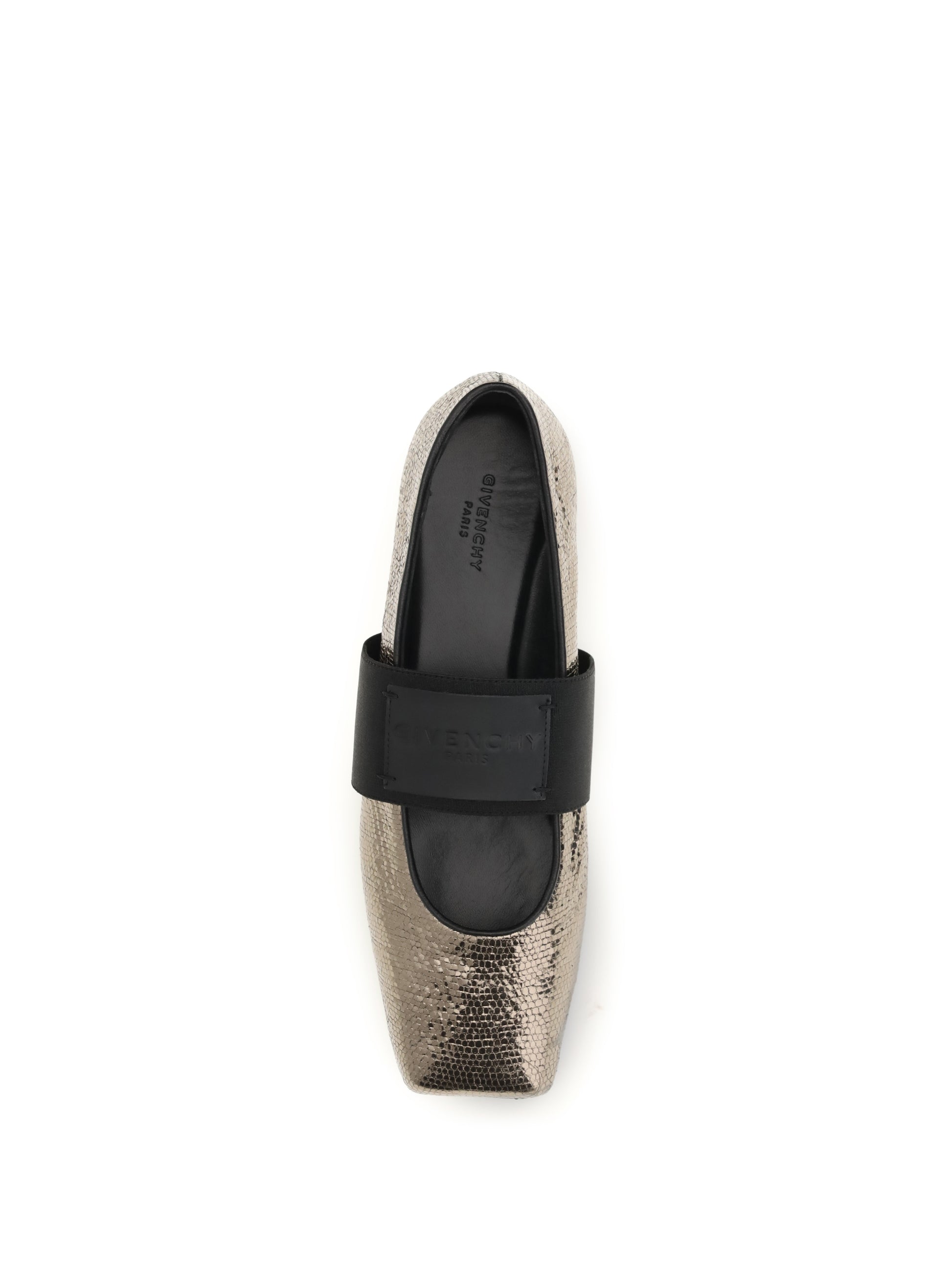 Givenchy Women Sliced Square Ballerinas In Textured Leather GIVENCHY