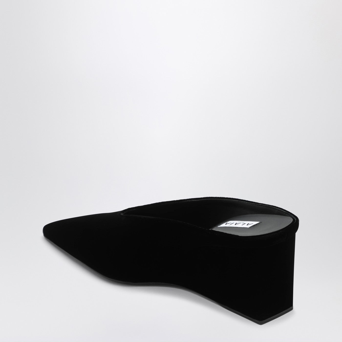 Alaia Black Velvet Cube-Heeled Mule Women ALAIA