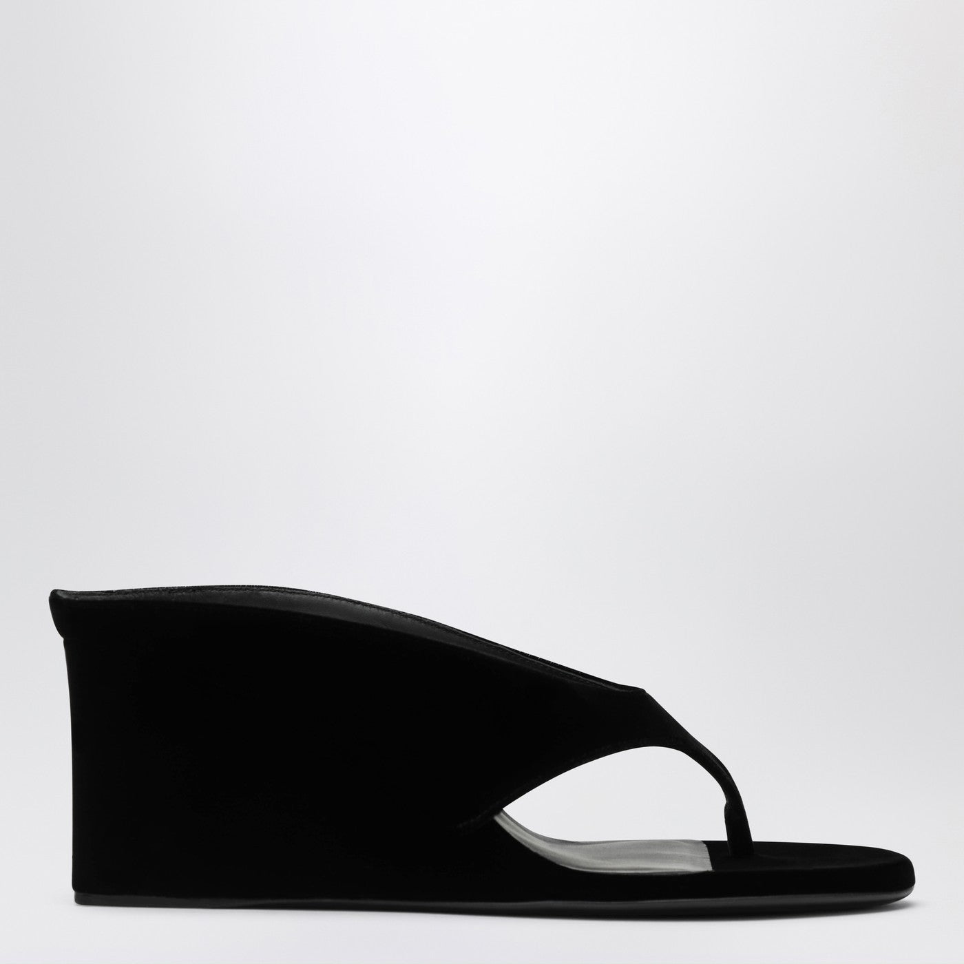 Alaia Thong Mules With Wedge In Black Velvet Women ALAIA
