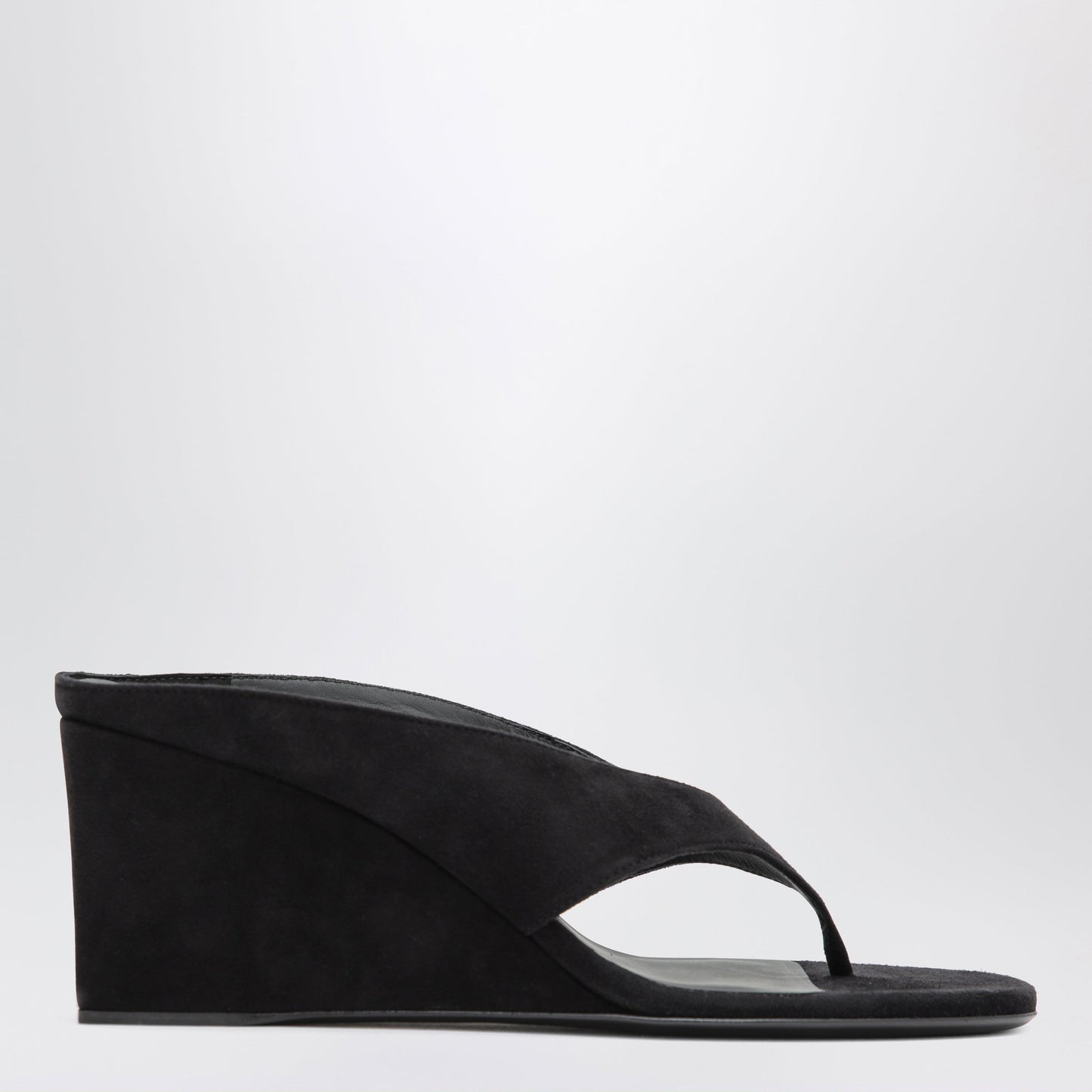 Alaia Black Suede Goat Leather Wedge Thong Mules Women ALAIA