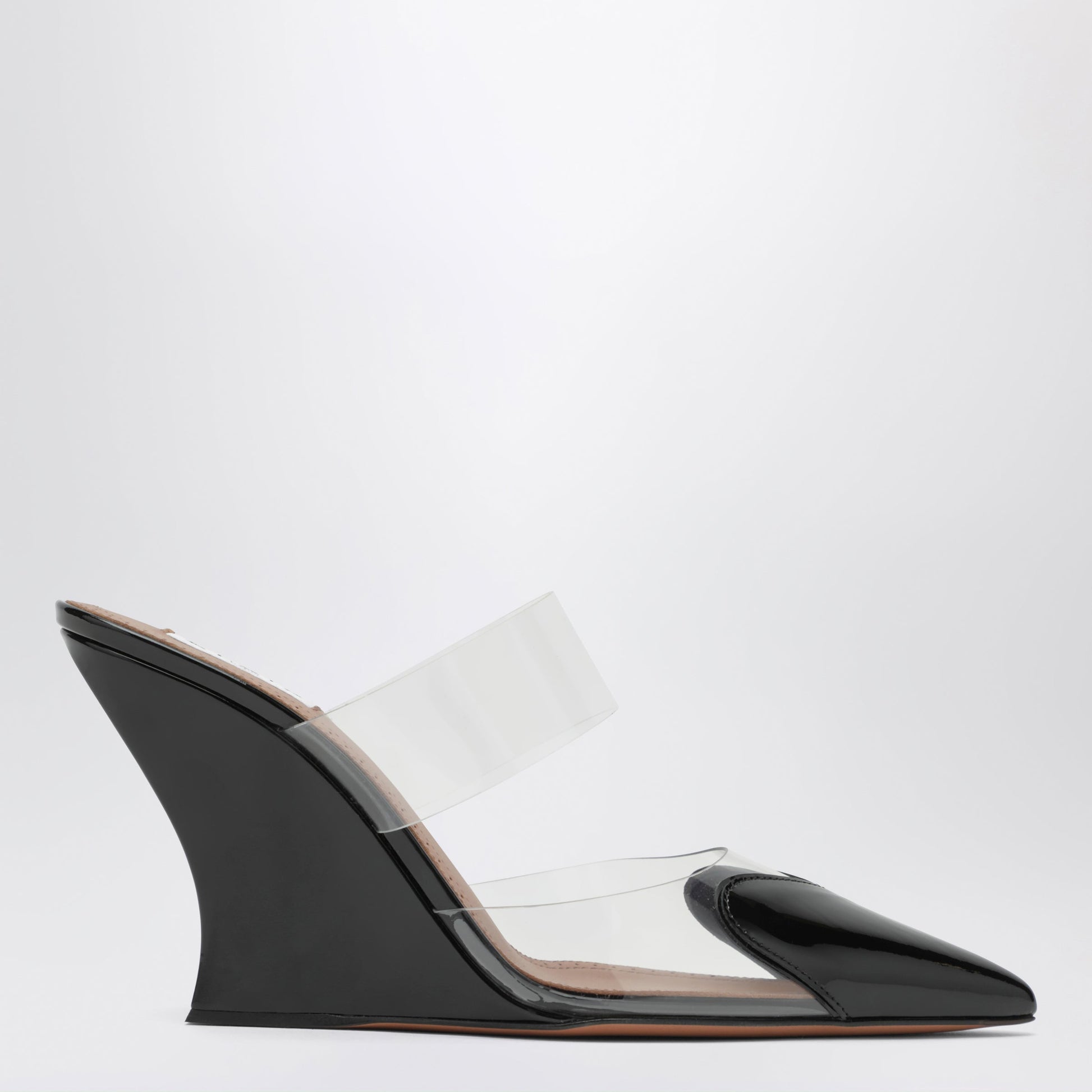 Alaia Black Patent Leather Le Coeur Wedge Mules Women ALAIA