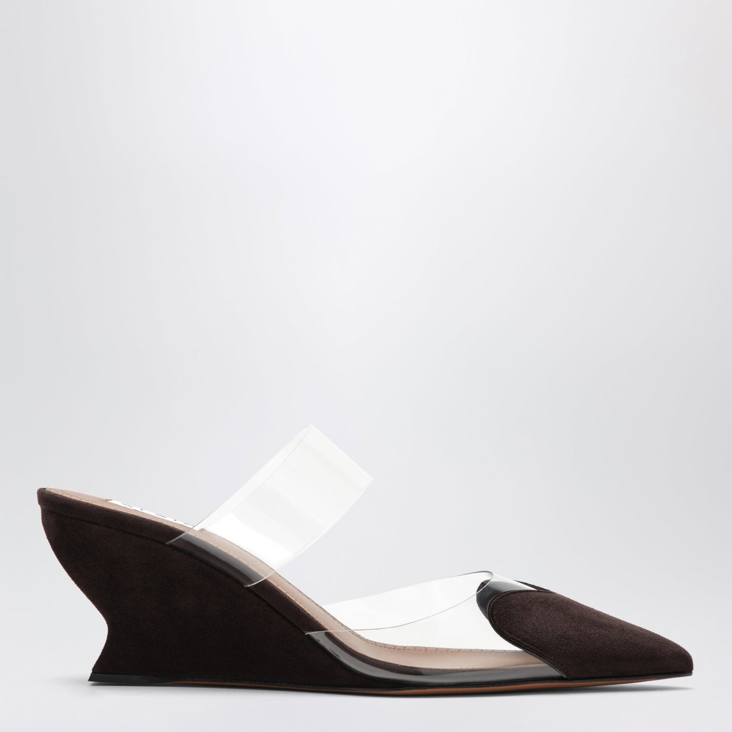 Alaia Heart 60 Brown Leather Wedge Mules Women ALAIA