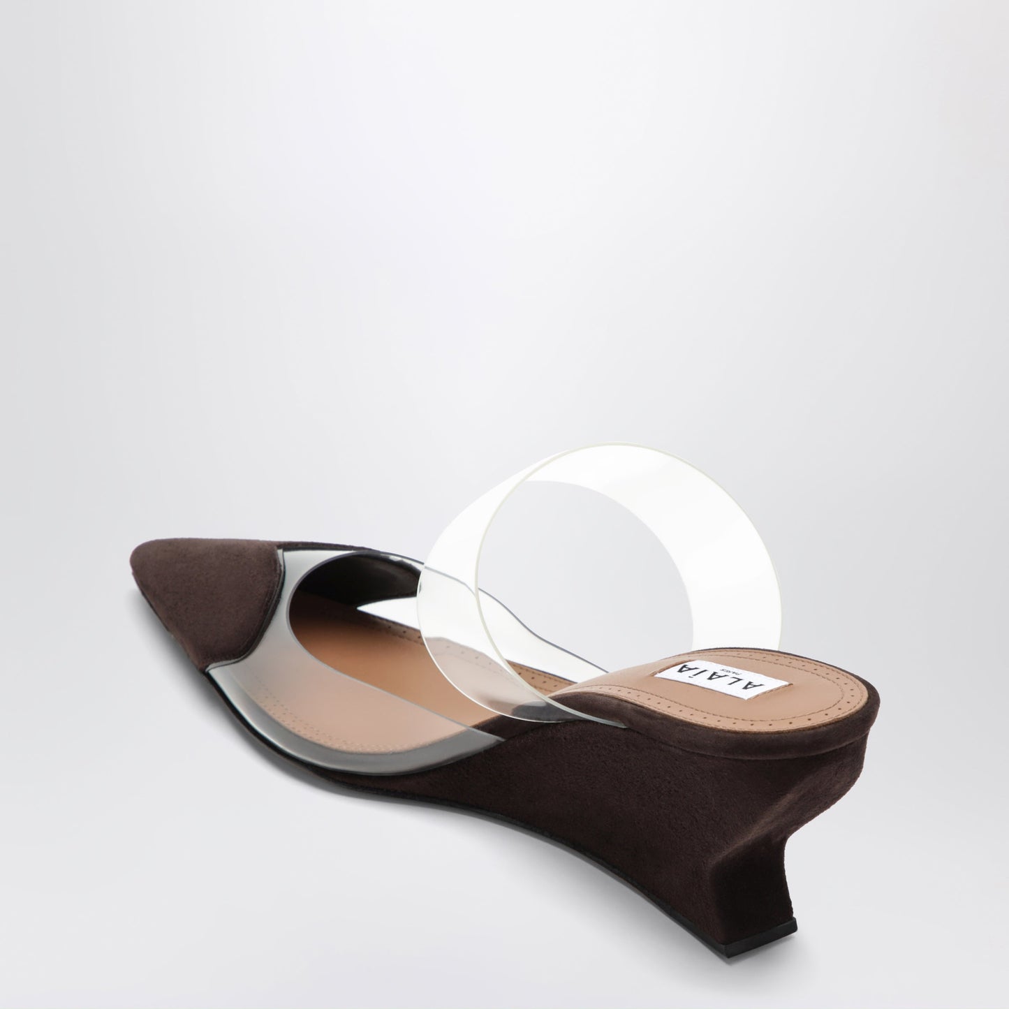Alaia Heart 60 Brown Leather Wedge Mules Women ALAIA