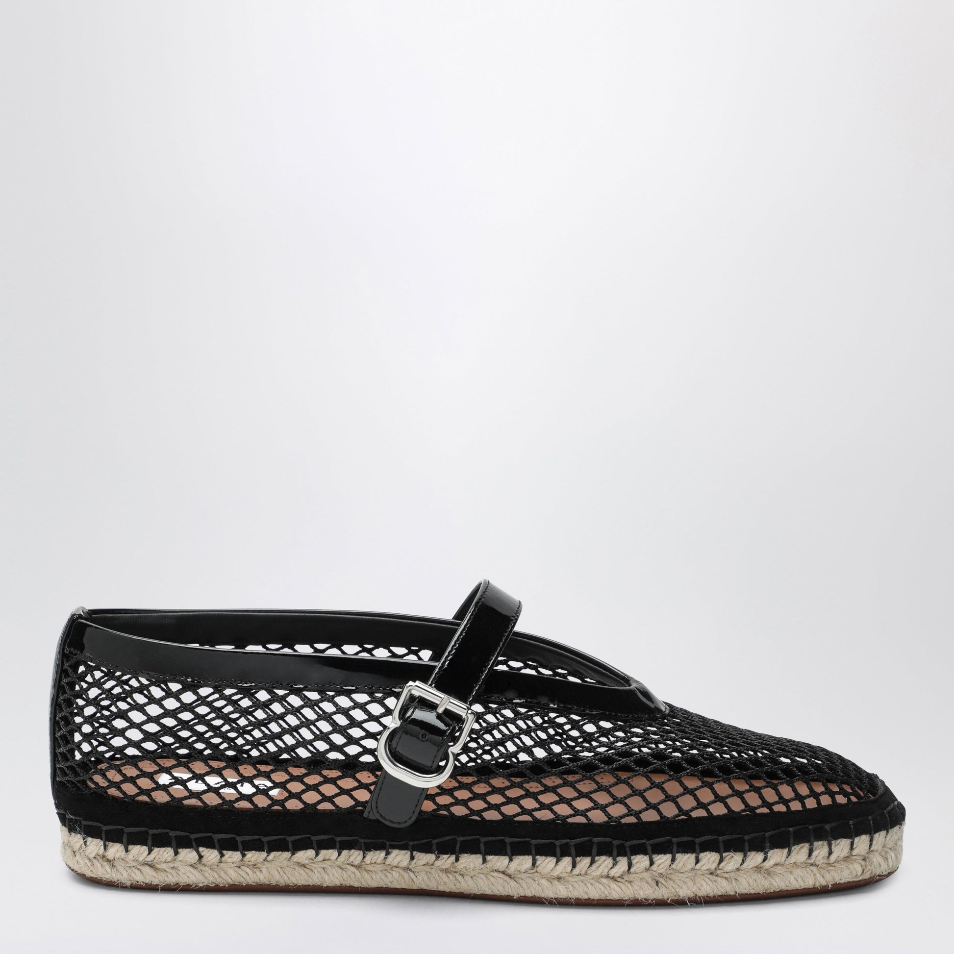Alaia Mesh And Patent Leather Espadrilles In Black Women ALAIA