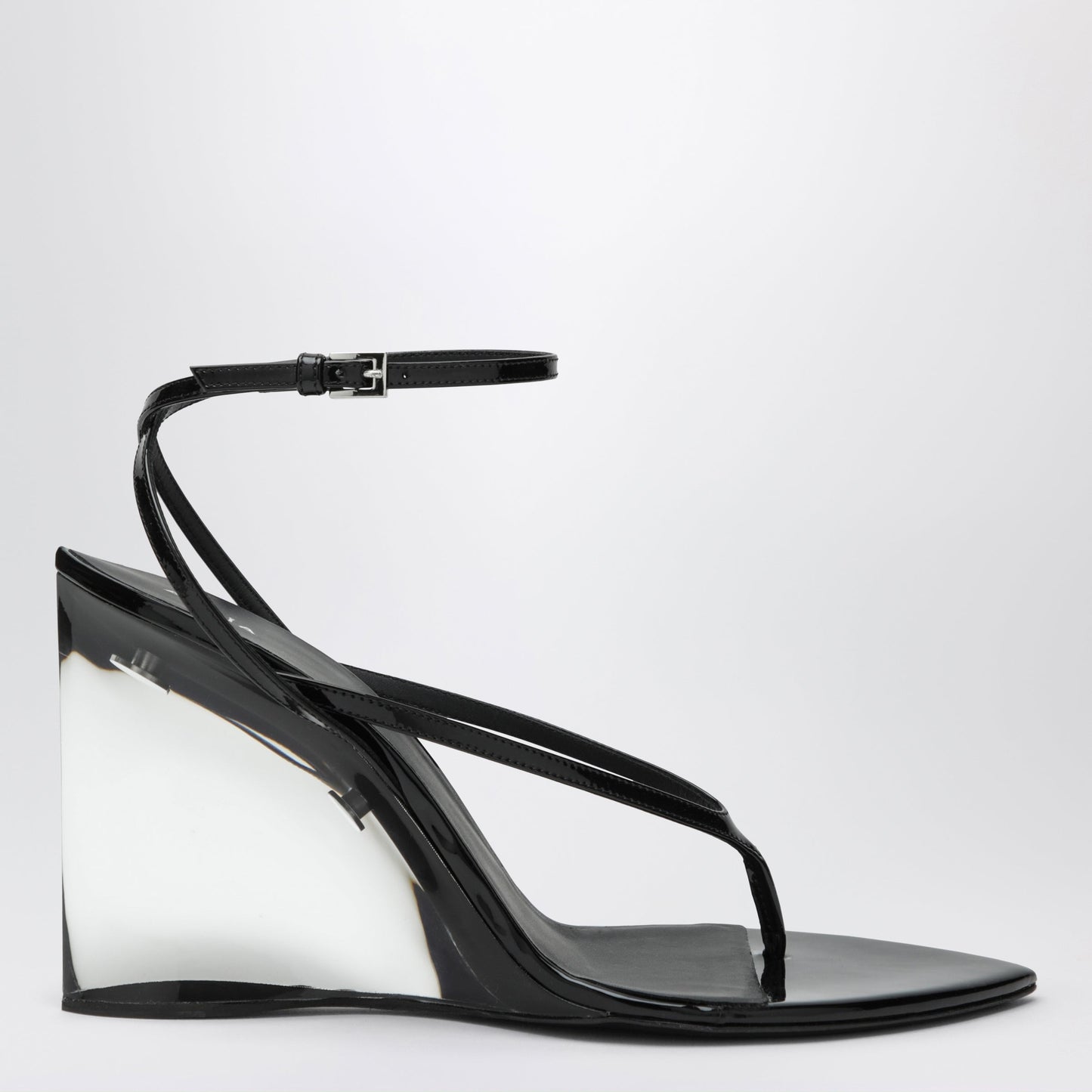 Alaia Black Invisible Thong Sandals With Wedge Women ALAIA