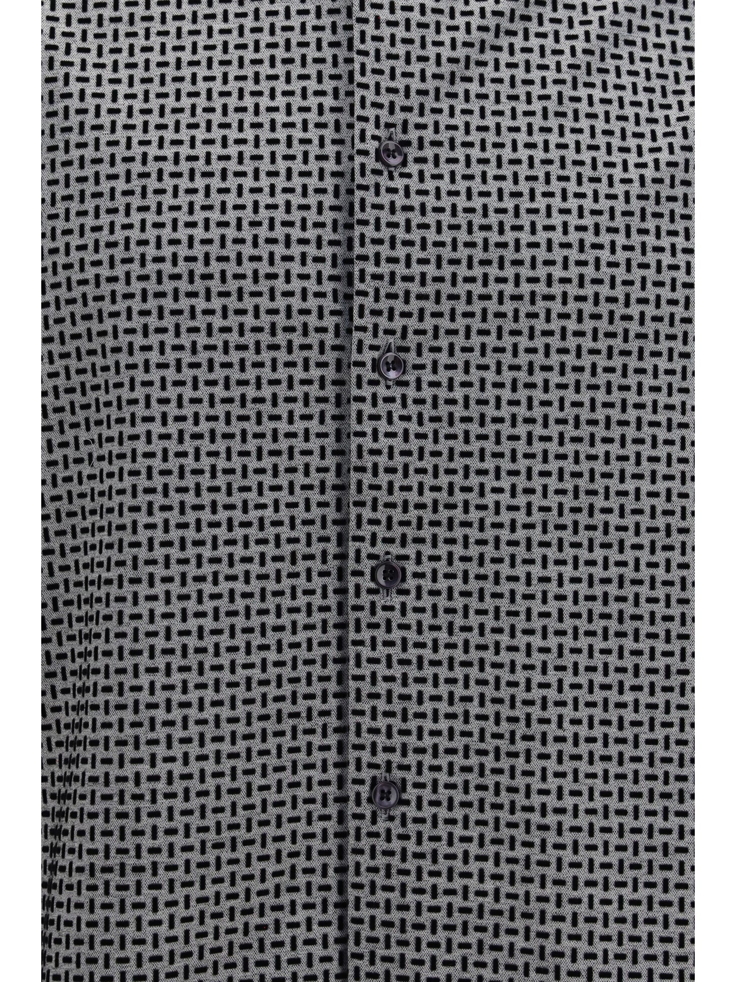 Giorgio Armani Men Cotton Shirt With Geometric Flock Print GIORGIO ARMANI