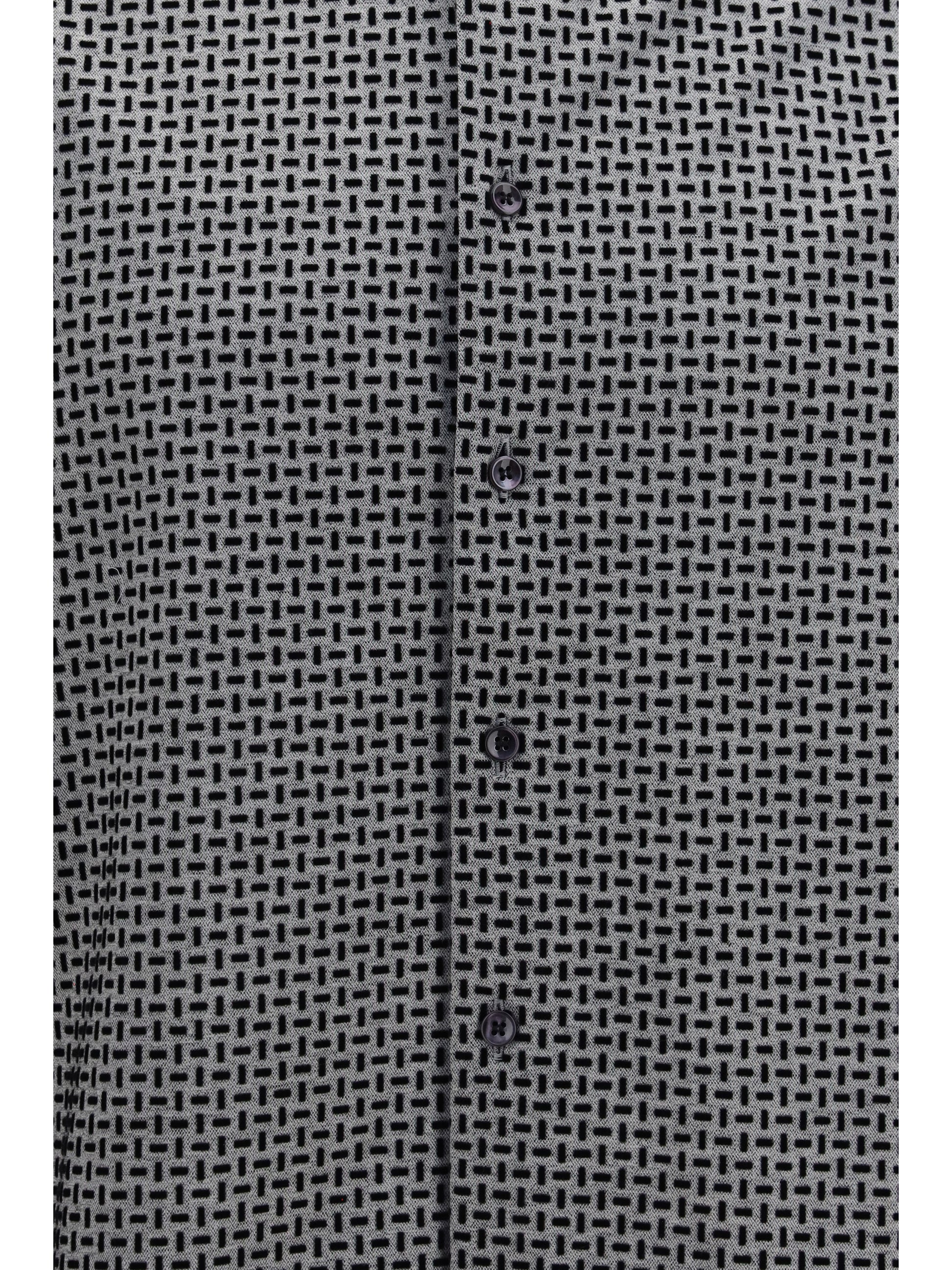 Giorgio Armani Men Cotton Shirt With Geometric Flock Print GIORGIO ARMANI