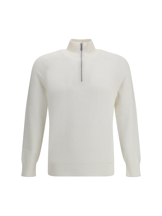 Brunello Cucinelli Men Cotton Sweater With A High Neckline BRUNELLO CUCINELLI