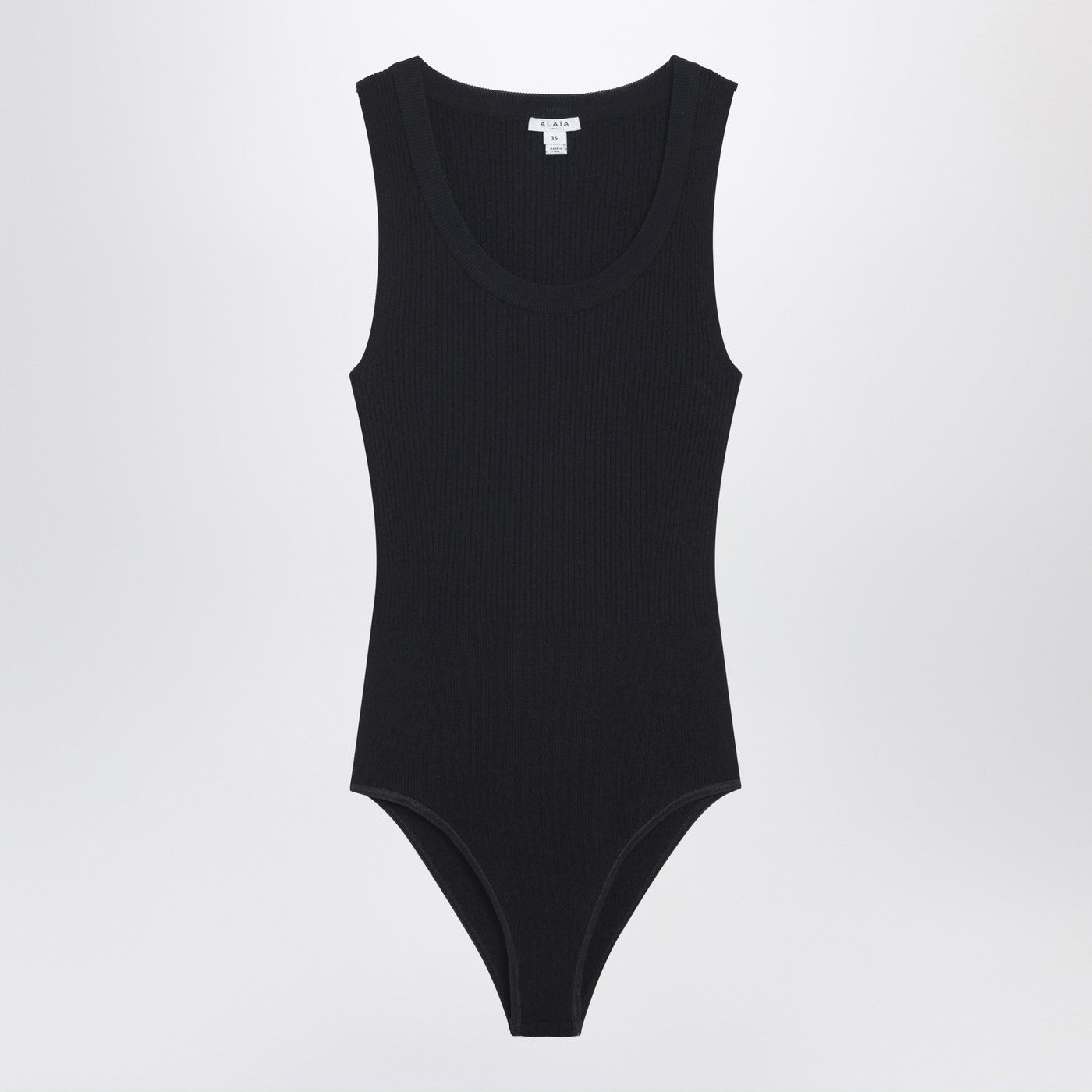 Alaia Black Ribbed Knit Bodysuit Women ALAIA