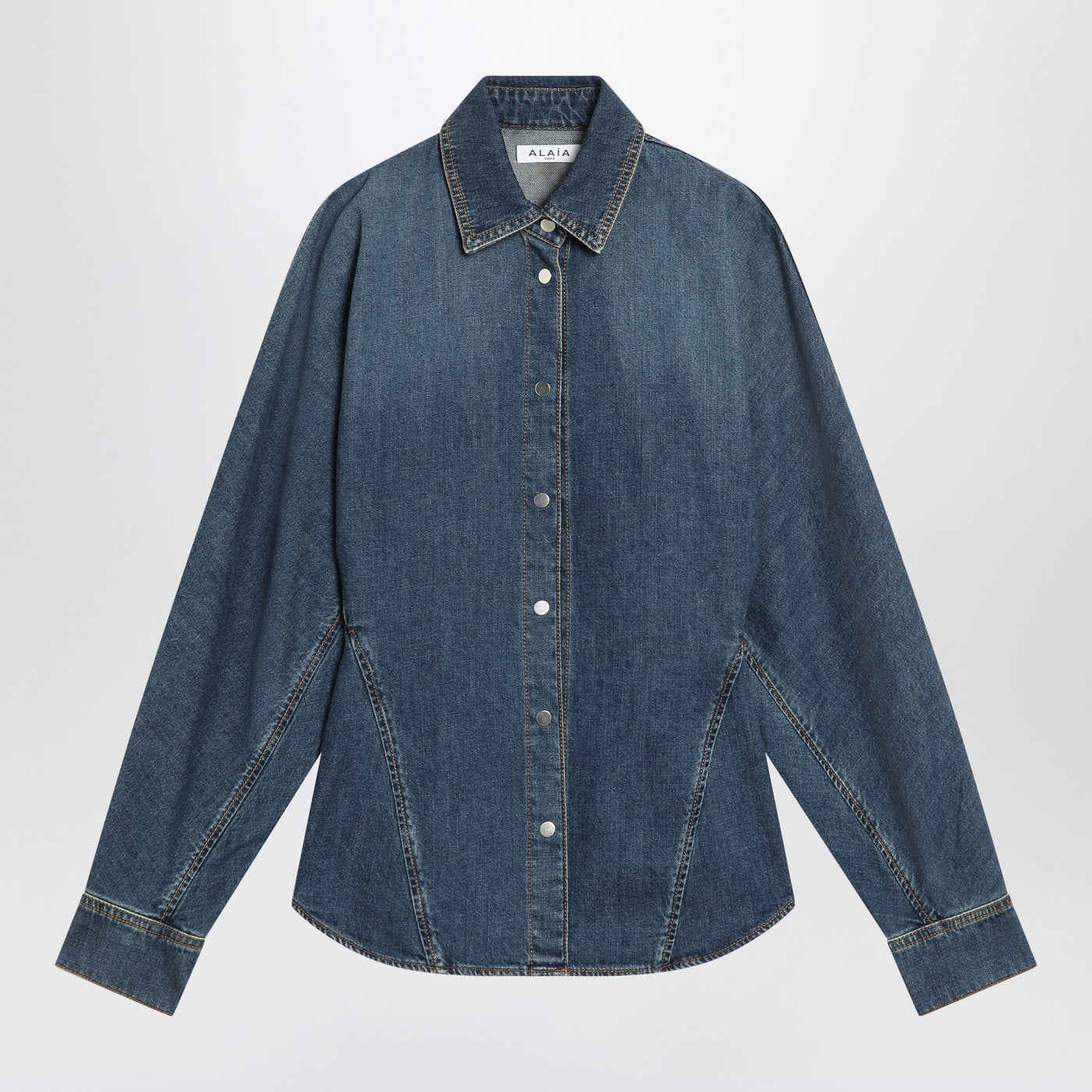 Alaia Rounded Blue Denim Shirt Women ALAIA