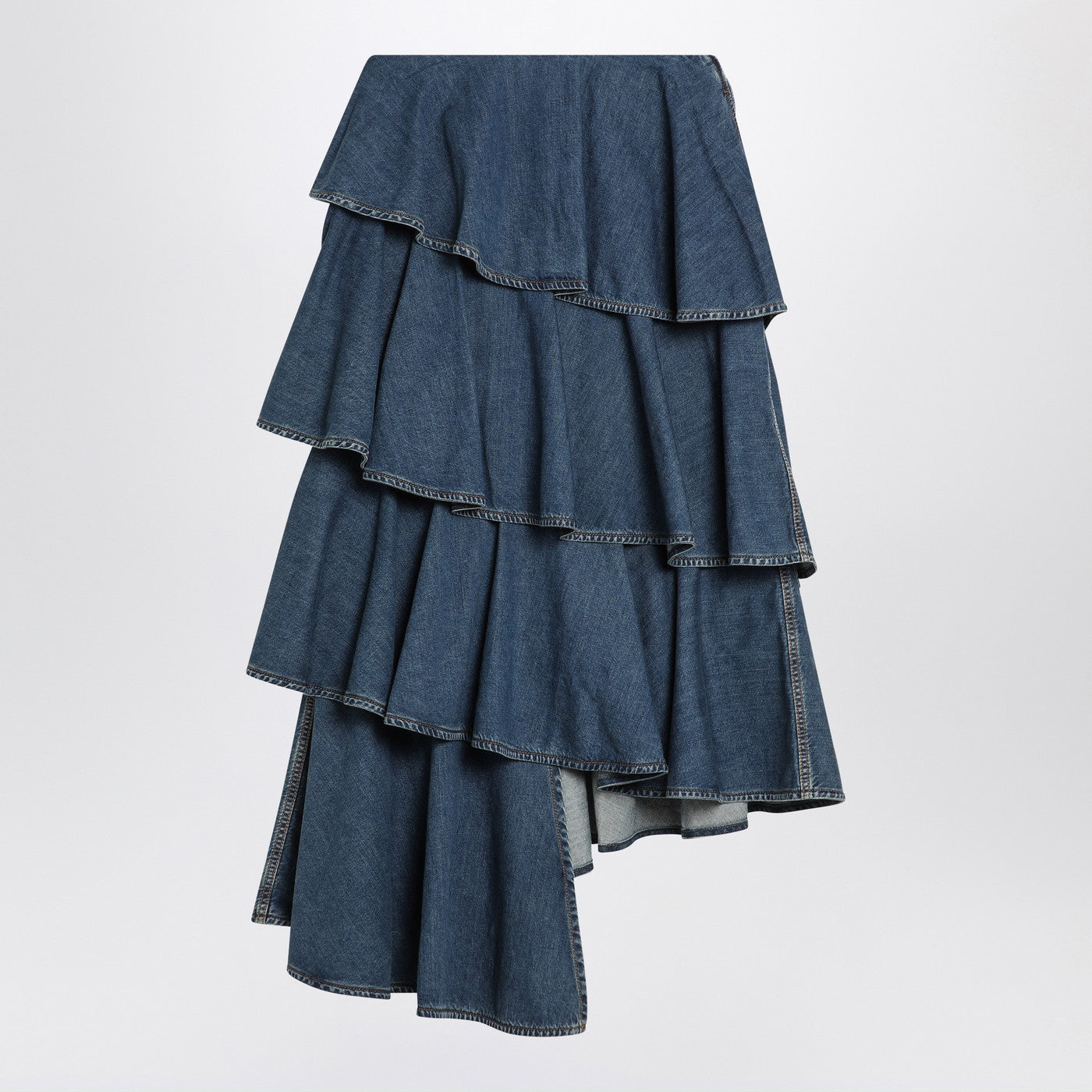 Alaia Asymmetrical Spiral Denim Skirt Women ALAIA