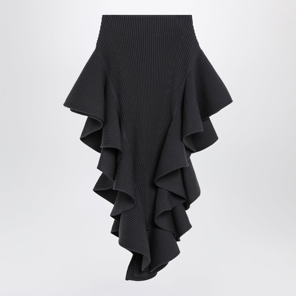 Alaia Blue-Grey Wool Ruffle Skirt Women ALAIA