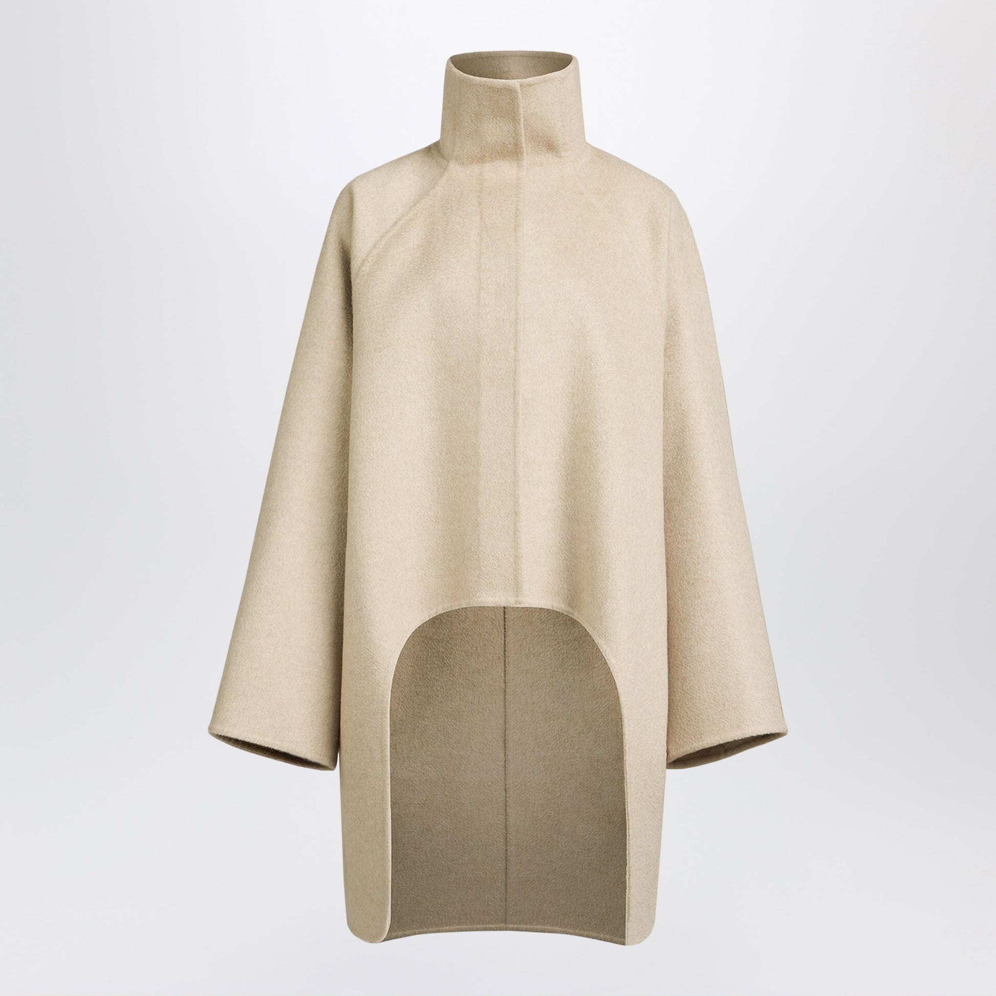 Alaia Asymmetric Double-Face Cashmere Coat In Beige Women ALAIA