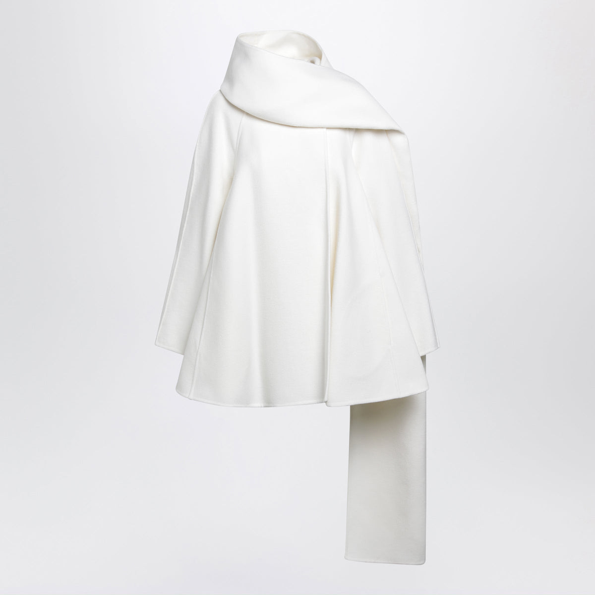 Alaia Cream Wool Coat With Scarf Women ALAIA