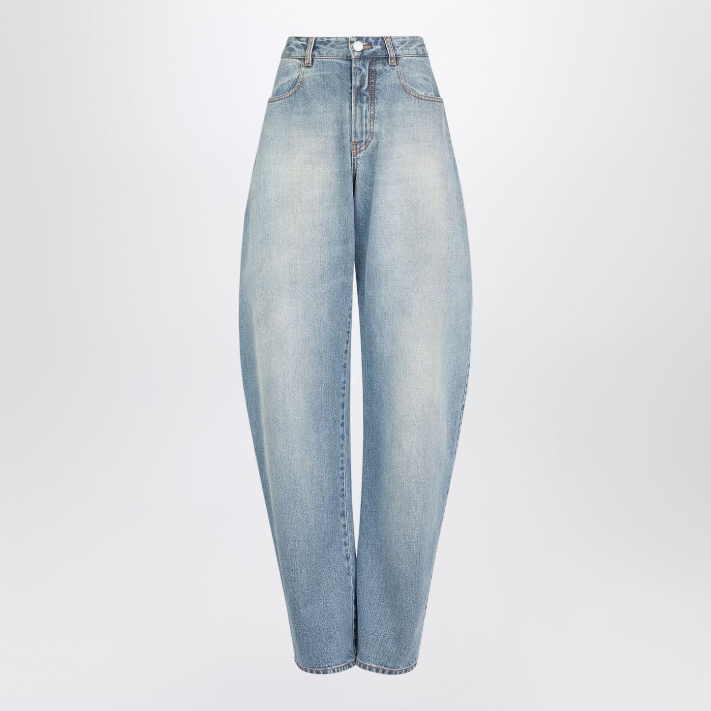 Alaia Low-Rise Curved-Leg Raw Denim Jeans In Blue Women ALAIA