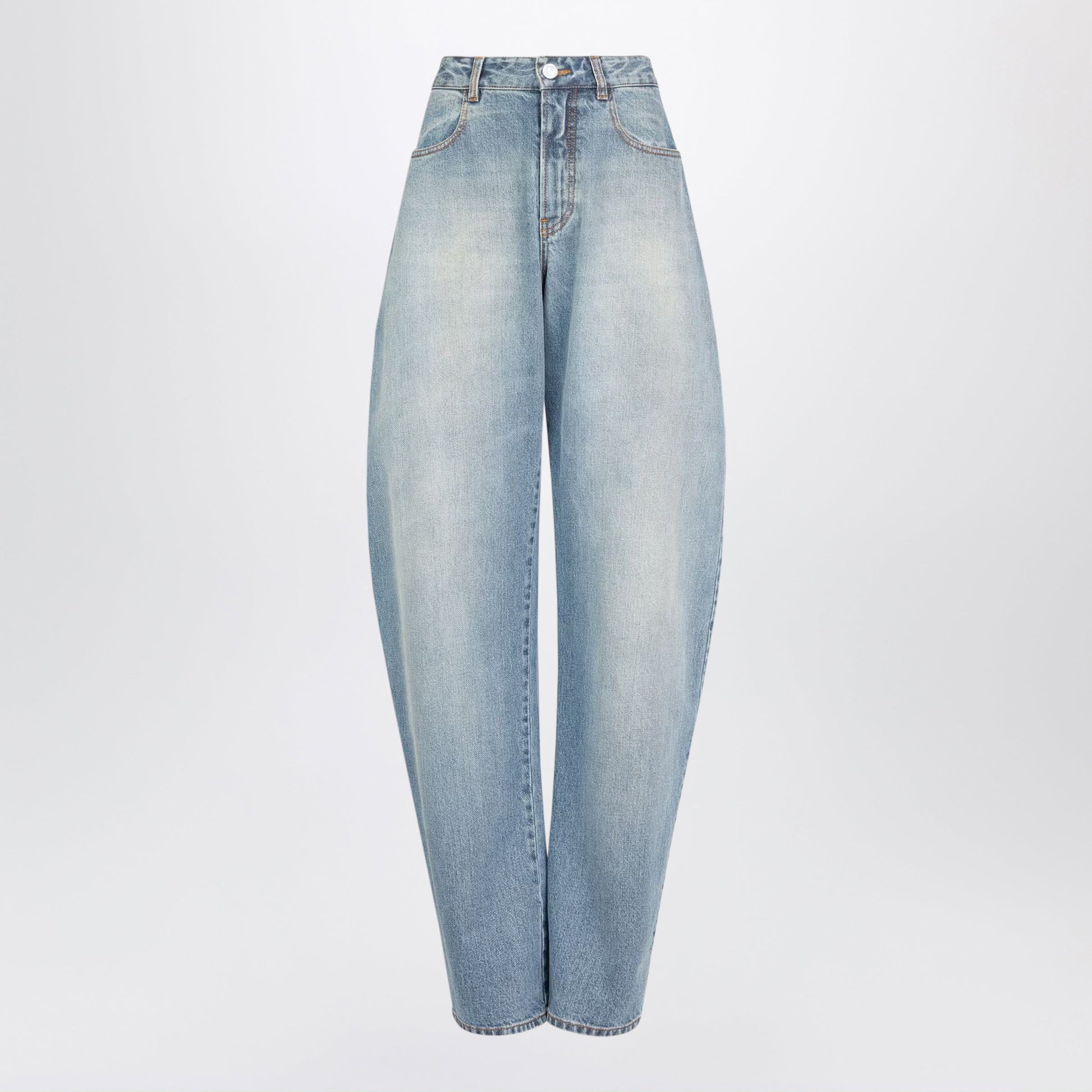 Alaia Low-Rise Curved-Leg Raw Denim Jeans In Blue Women ALAIA