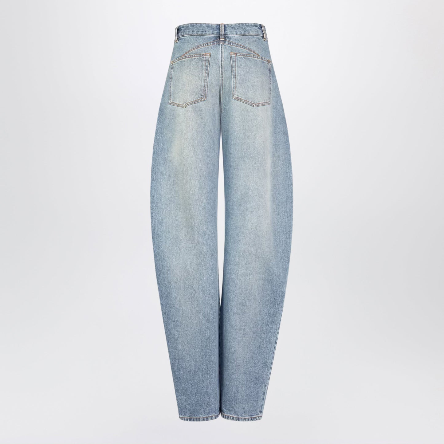 Alaia Low-Rise Curved-Leg Raw Denim Jeans In Blue Women ALAIA