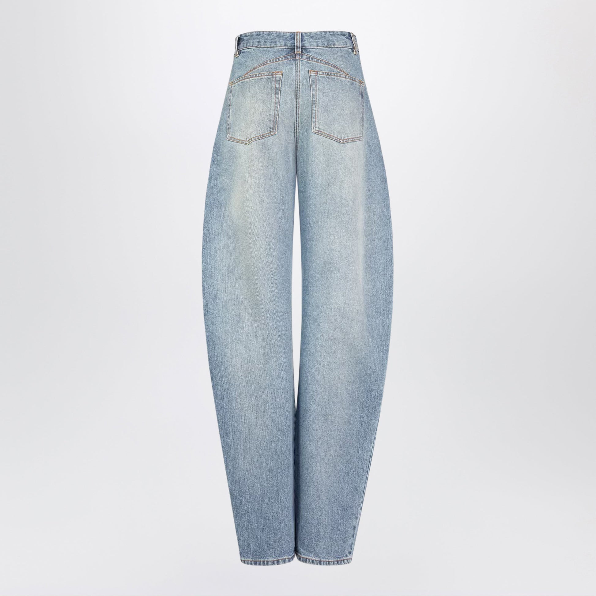 Alaia Low-Rise Curved-Leg Raw Denim Jeans In Blue Women ALAIA